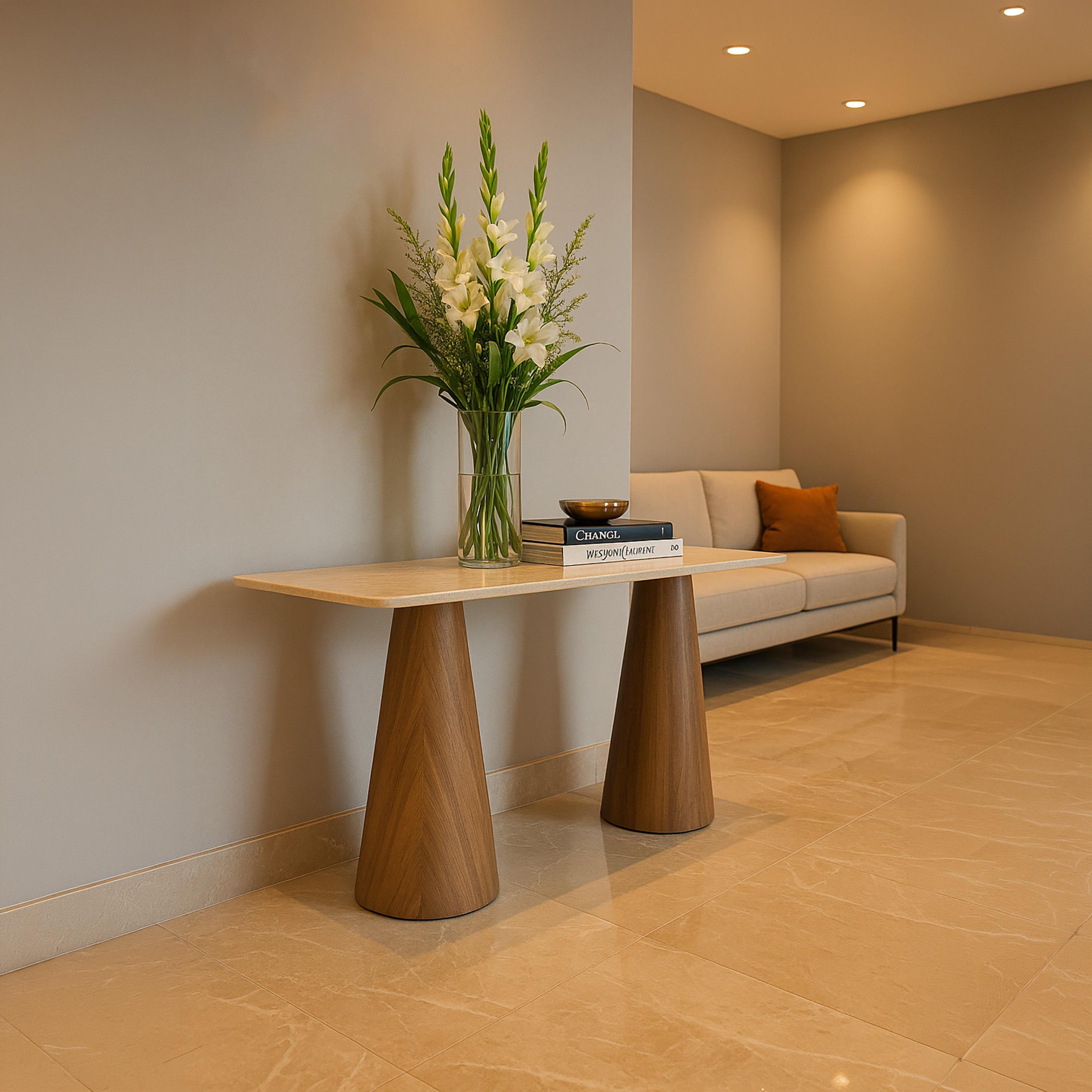 طاولة كونسول خشبية بقاعدتين من ماريا هومز 140×40×80 سم-furniture-livingroom-consoletablesandmirrors-image-5