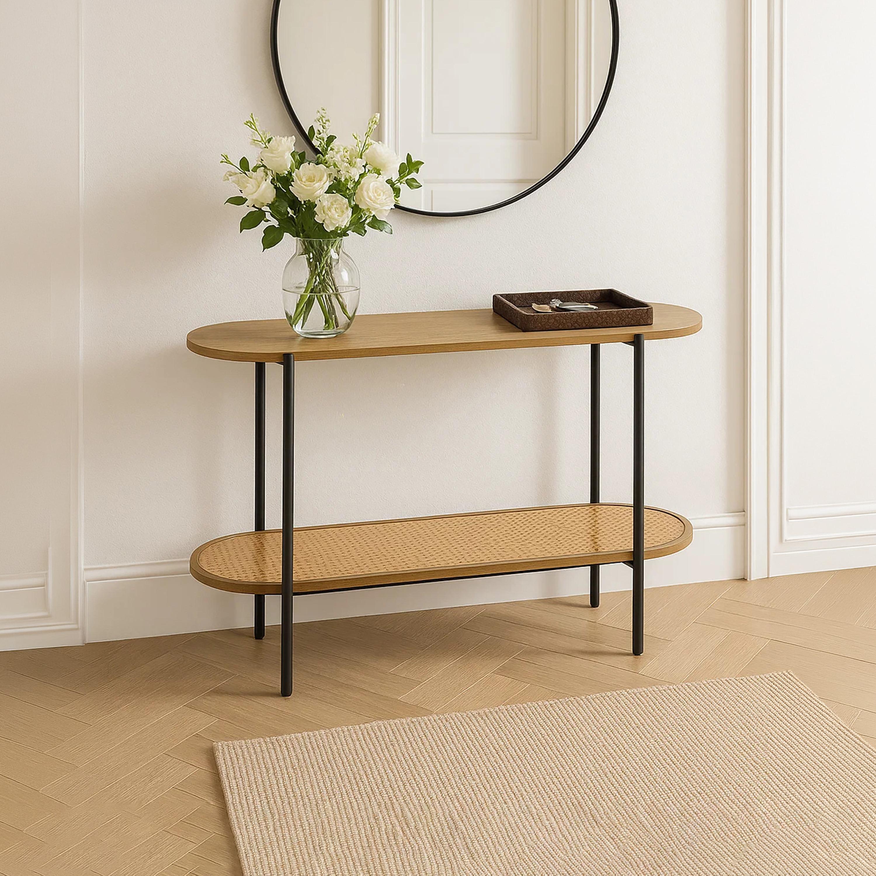 طاولة كونسول من الراتان من ماريا هومز-furniture-livingroom-consoletablesandmirrors-image-1