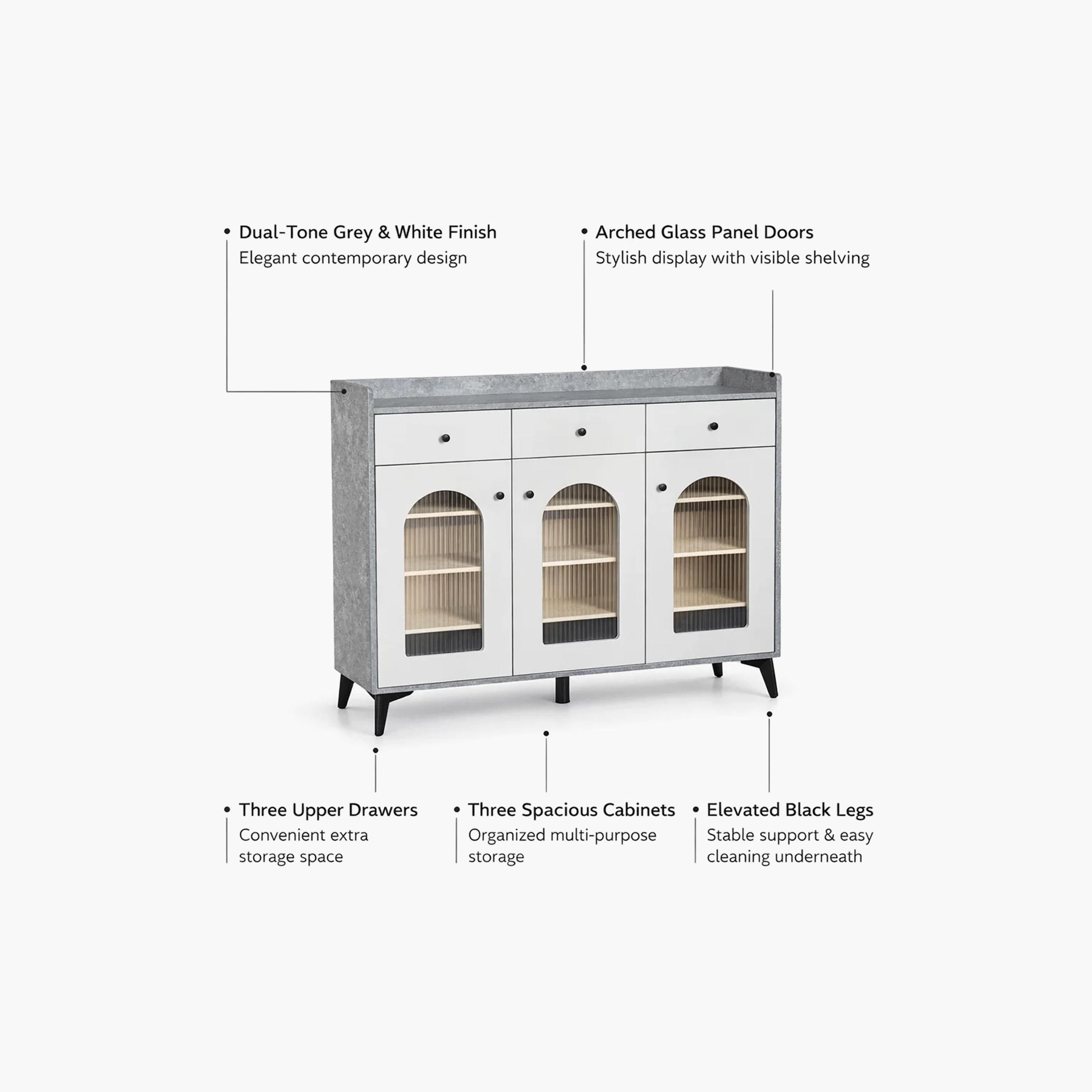 خزانة أحذية زجاجية بـ 3 أدراج من ماريا هومز-furniture-livingroom-shoeracks-image-4