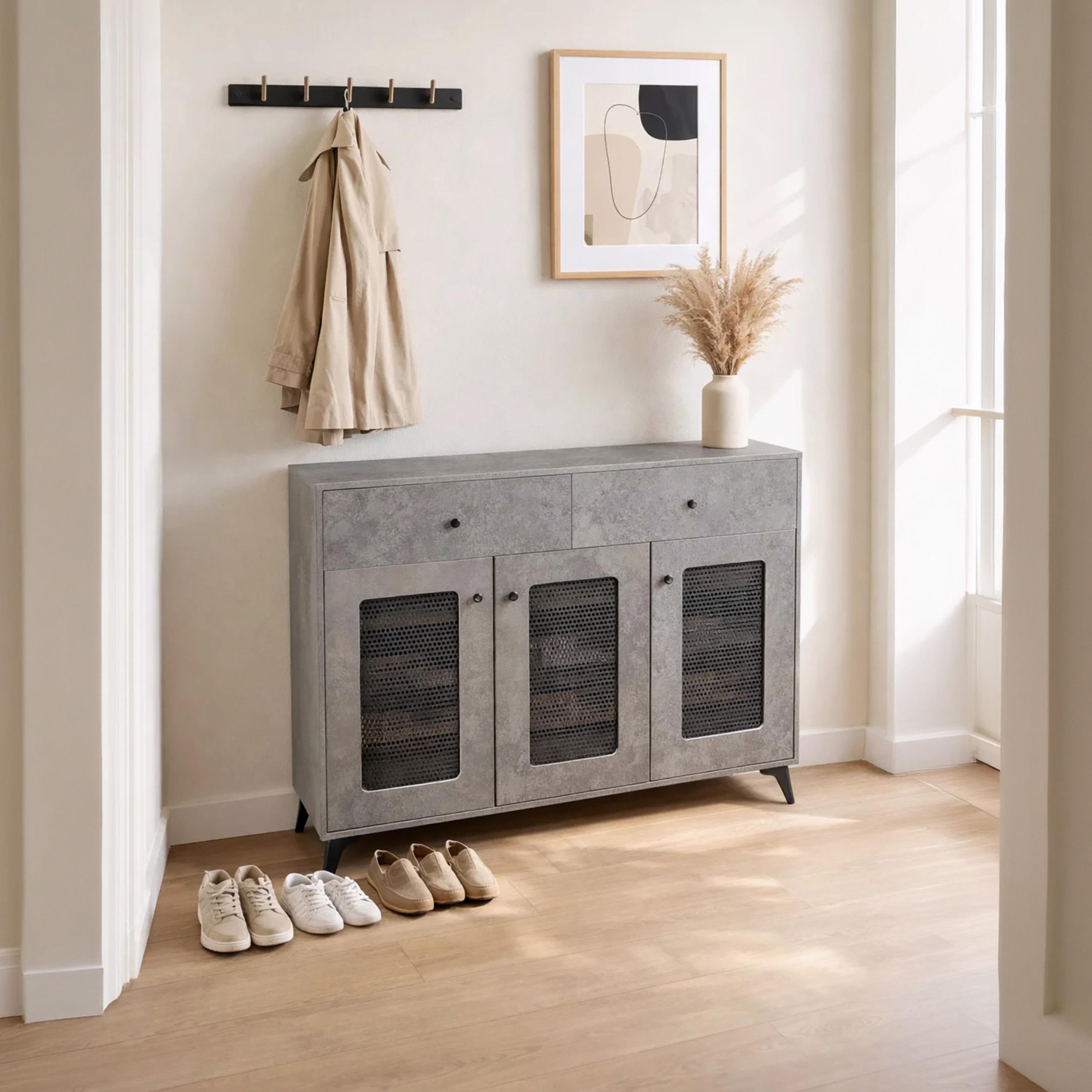 خزانة أحذية خشبية بدرجين من ماريا هومز-furniture-livingroom-shoeracks-image-1