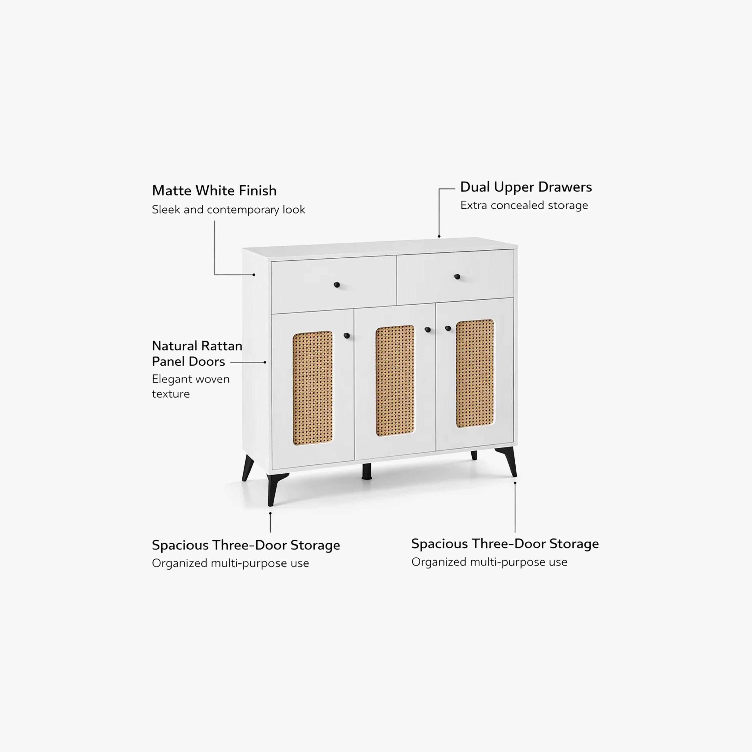 Maria Homes Rattan Shoe Cabinets with 2 Drawers-furniture-livingroom-shoeracks-image-4
