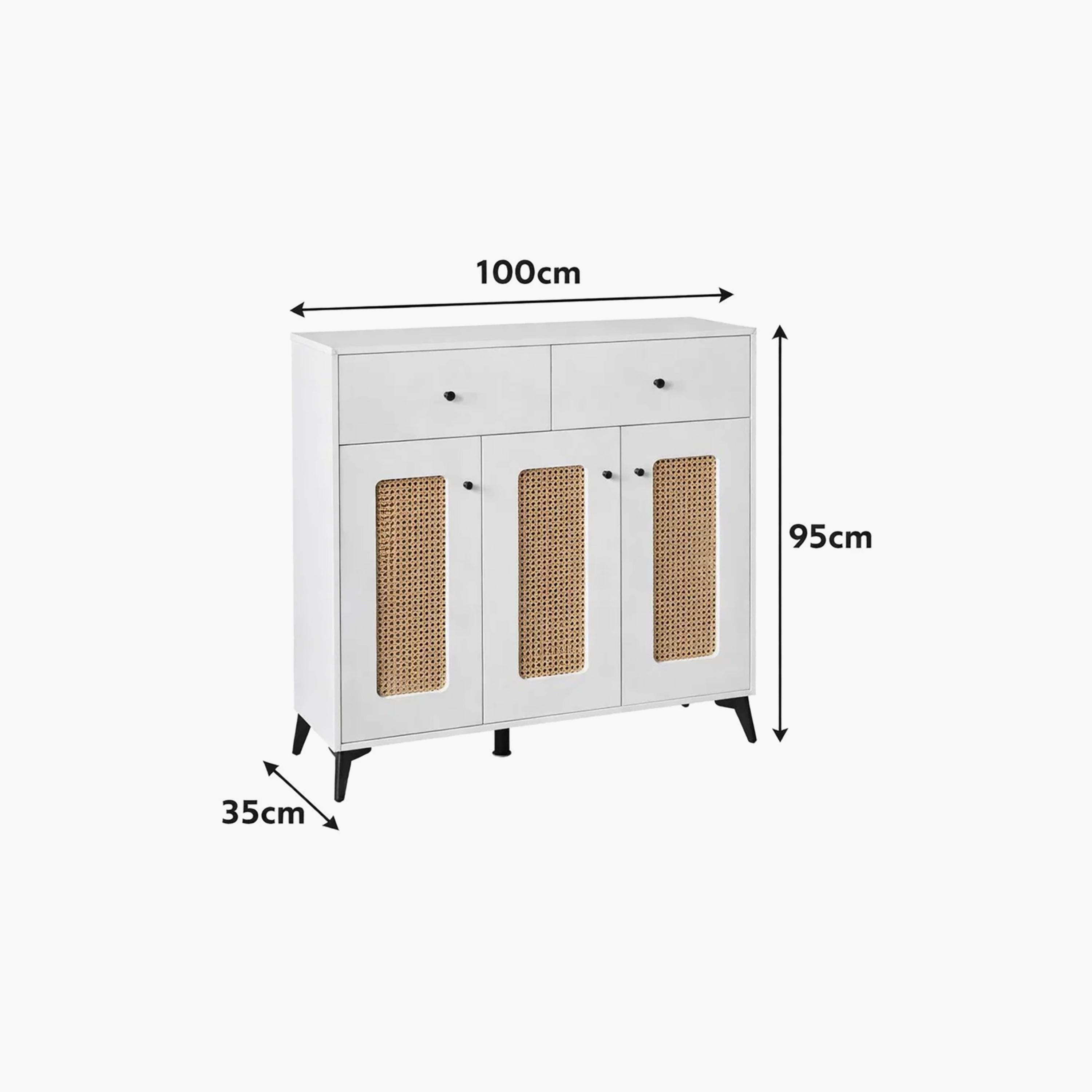 Maria Homes Rattan Shoe Cabinets with 2 Drawers-furniture-livingroom-shoeracks-image-5