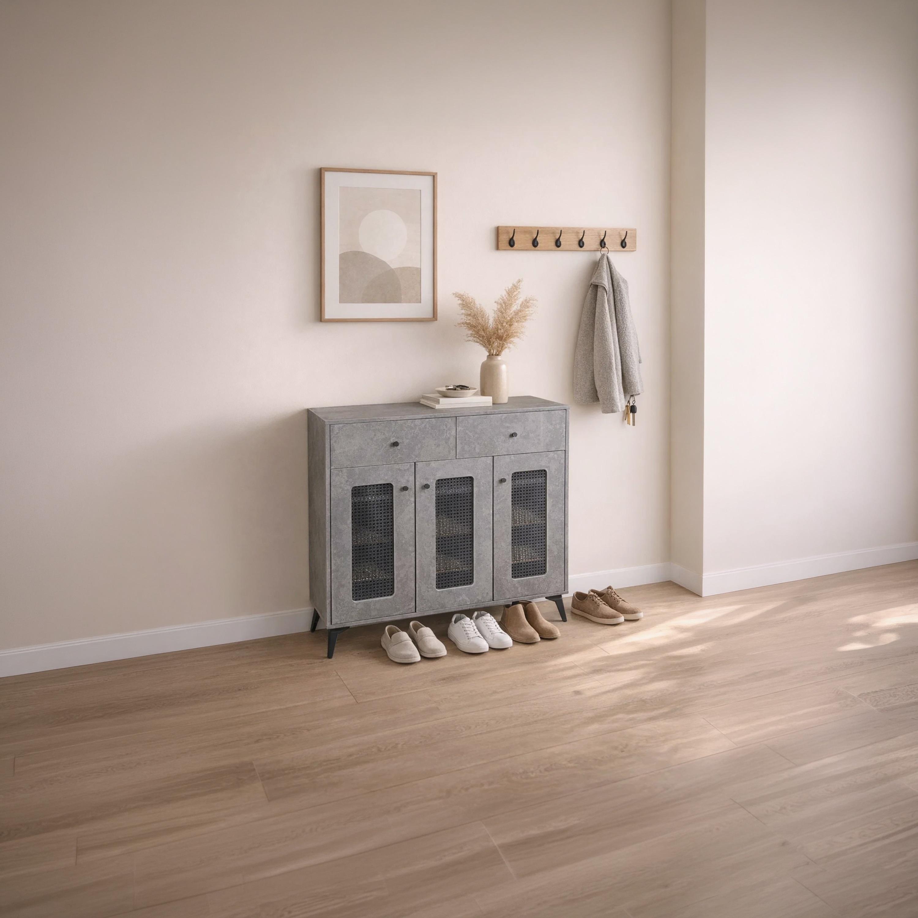 Maria Homes Rattan Shoe Cabinets with 2 Drawers-furniture-livingroom-shoeracks-image-2