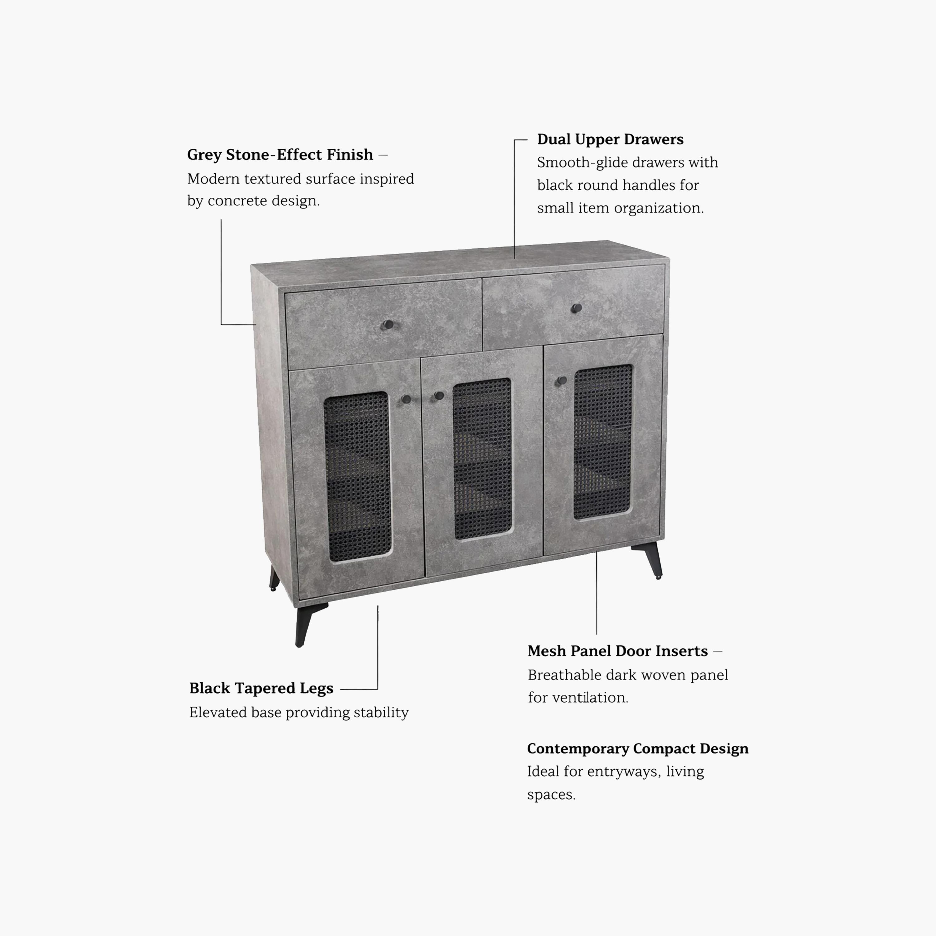 Maria Homes Rattan Shoe Cabinets with 2 Drawers-furniture-livingroom-shoeracks-image-4