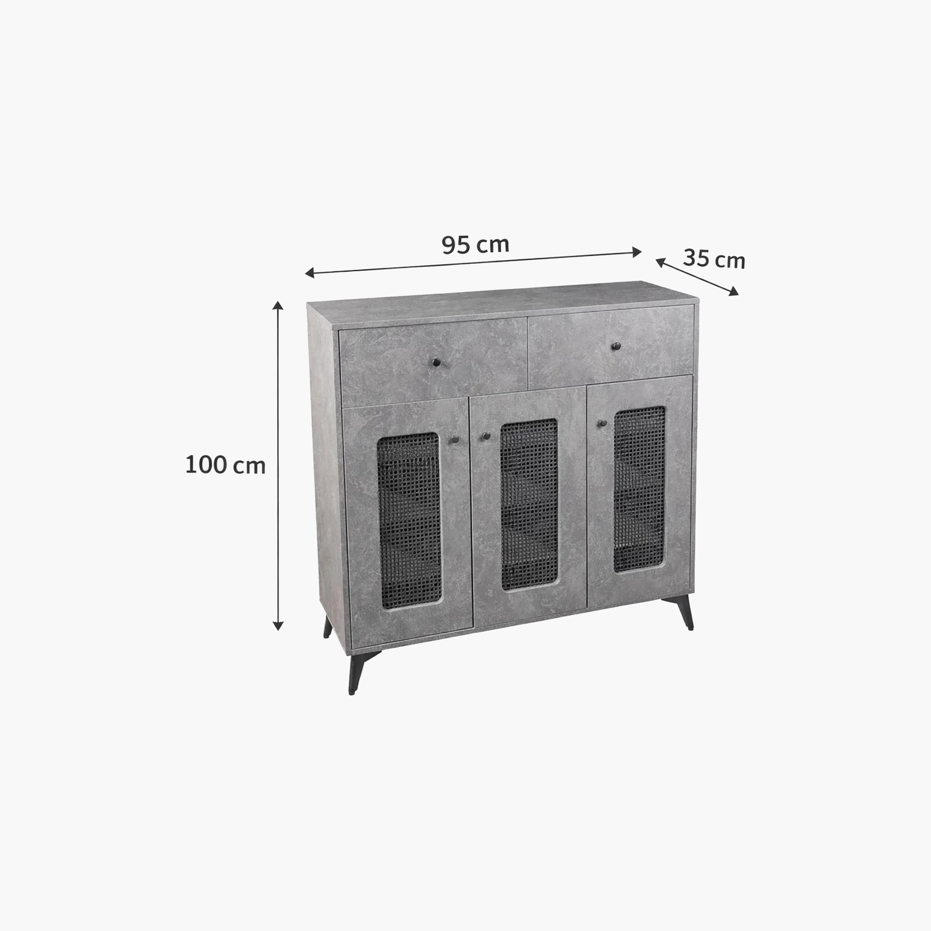Maria Homes Rattan Shoe Cabinets with 2 Drawers-furniture-livingroom-shoeracks-image-5