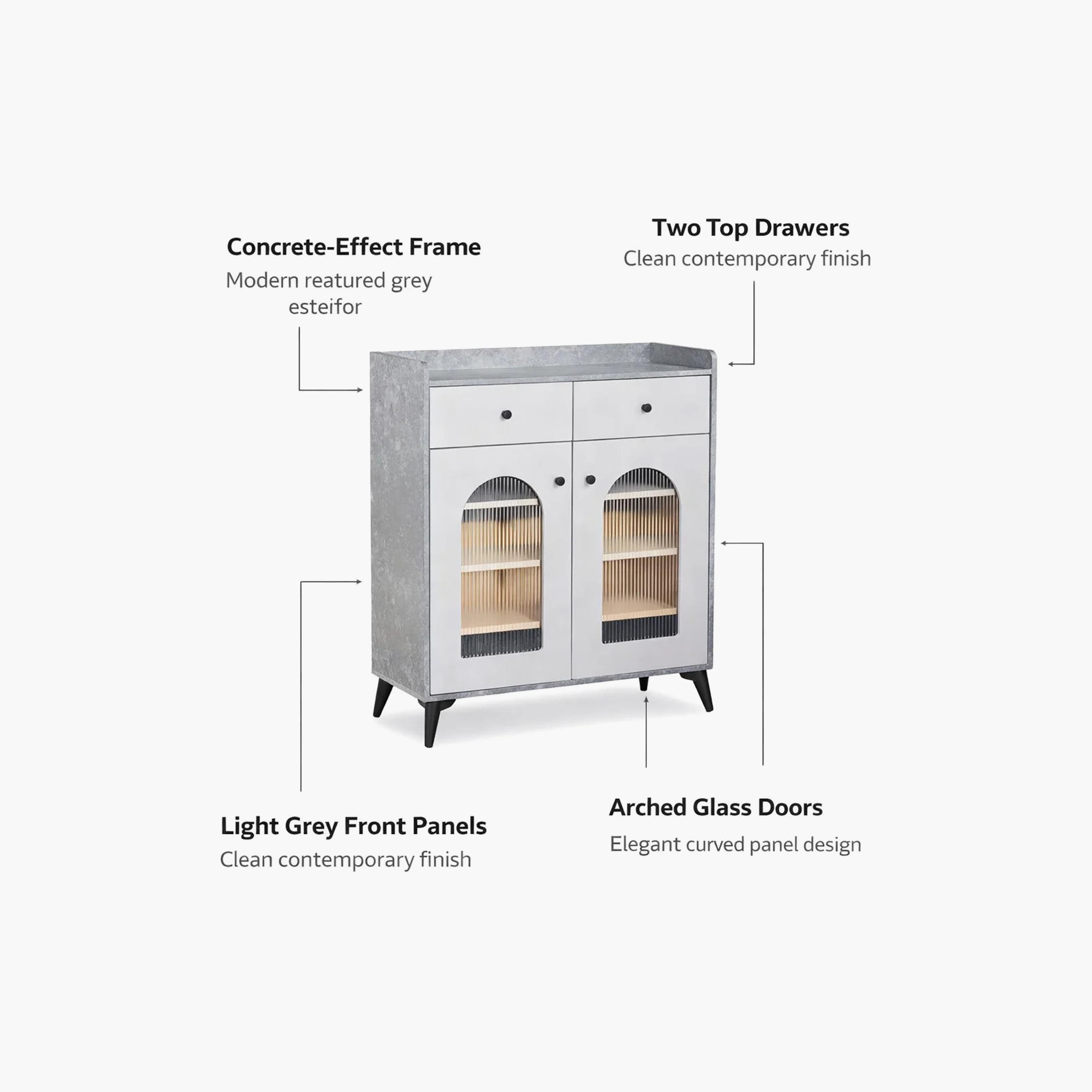 Maria Homes Glass Shoe Cabinets with 2 Drawers-furniture-livingroom-shoeracks-image-3
