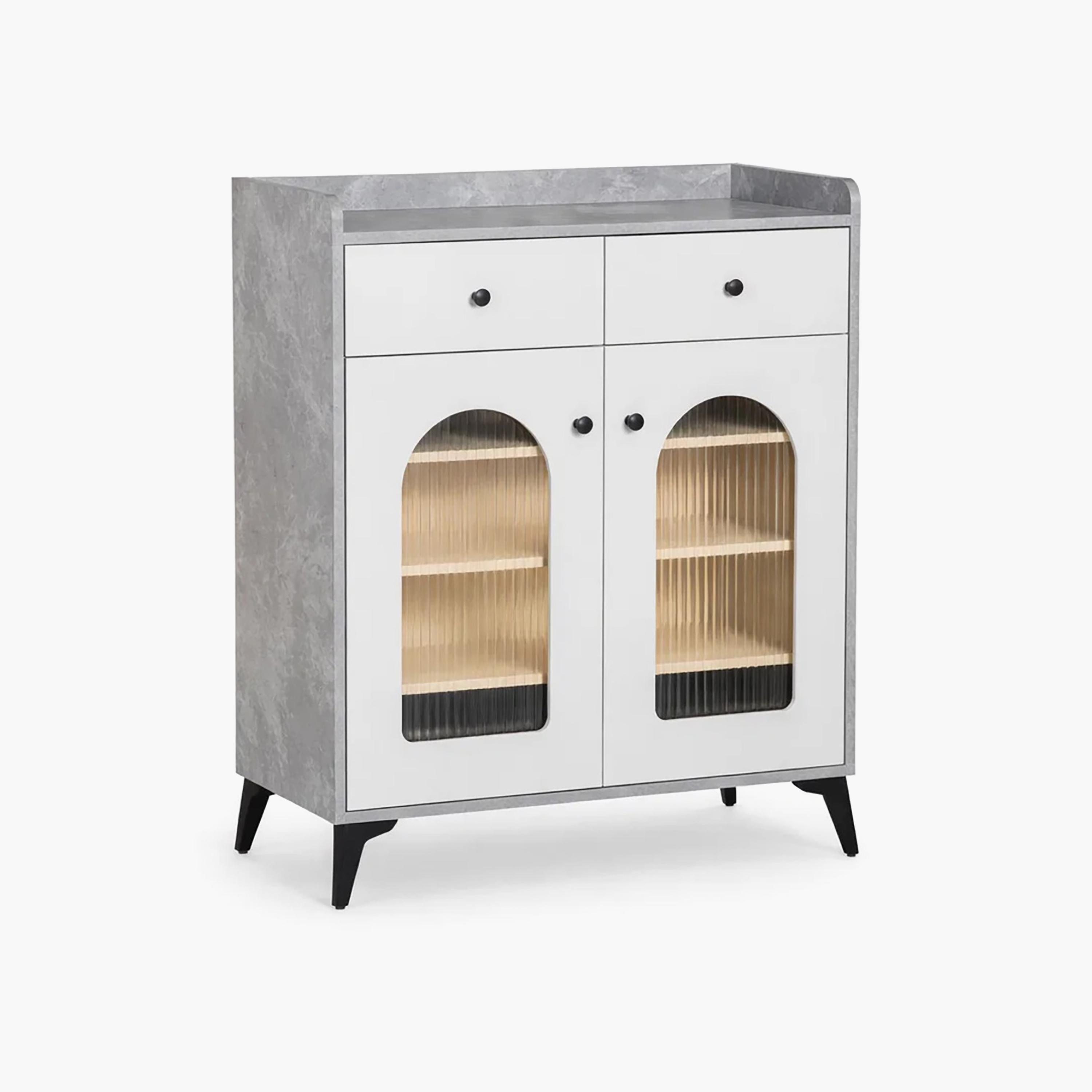 Maria Homes Glass Shoe Cabinets with 2 Drawers-furniture-livingroom-shoeracks-image-4
