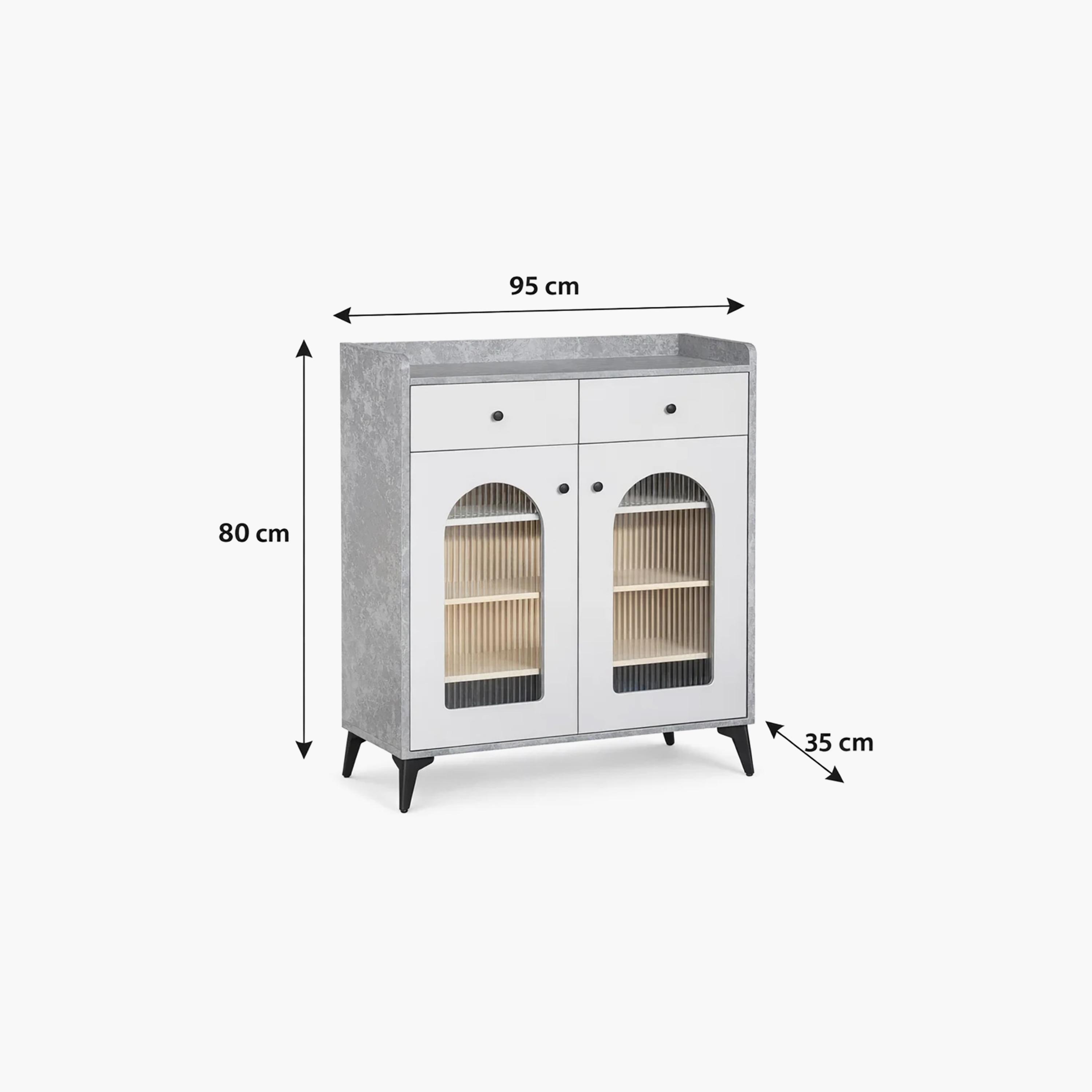 Maria Homes Glass Shoe Cabinets with 2 Drawers-furniture-livingroom-shoeracks-image-5