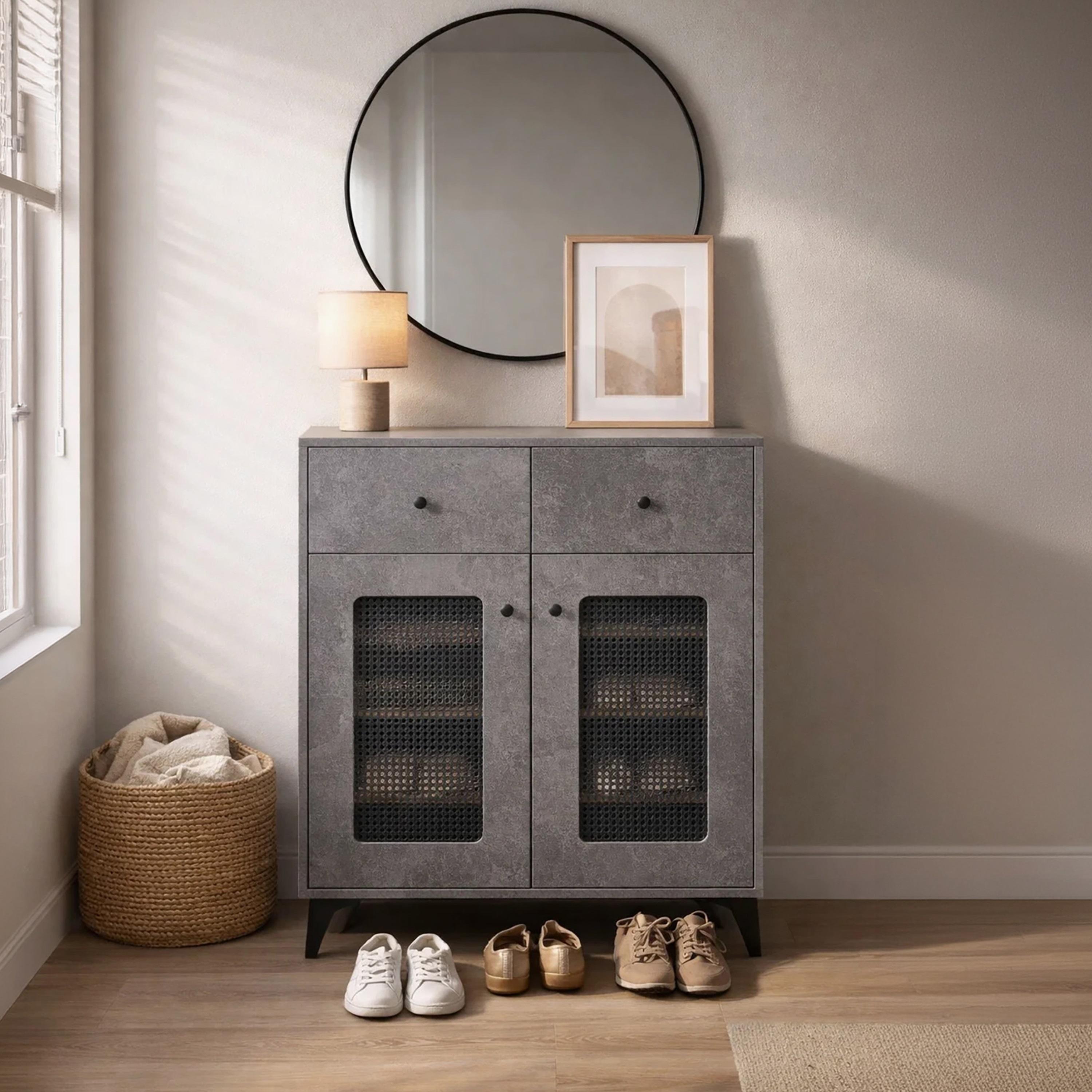 خزانة أحذية خشبية بدرجين من ماريا هومز-furniture-livingroom-shoeracks-image-1