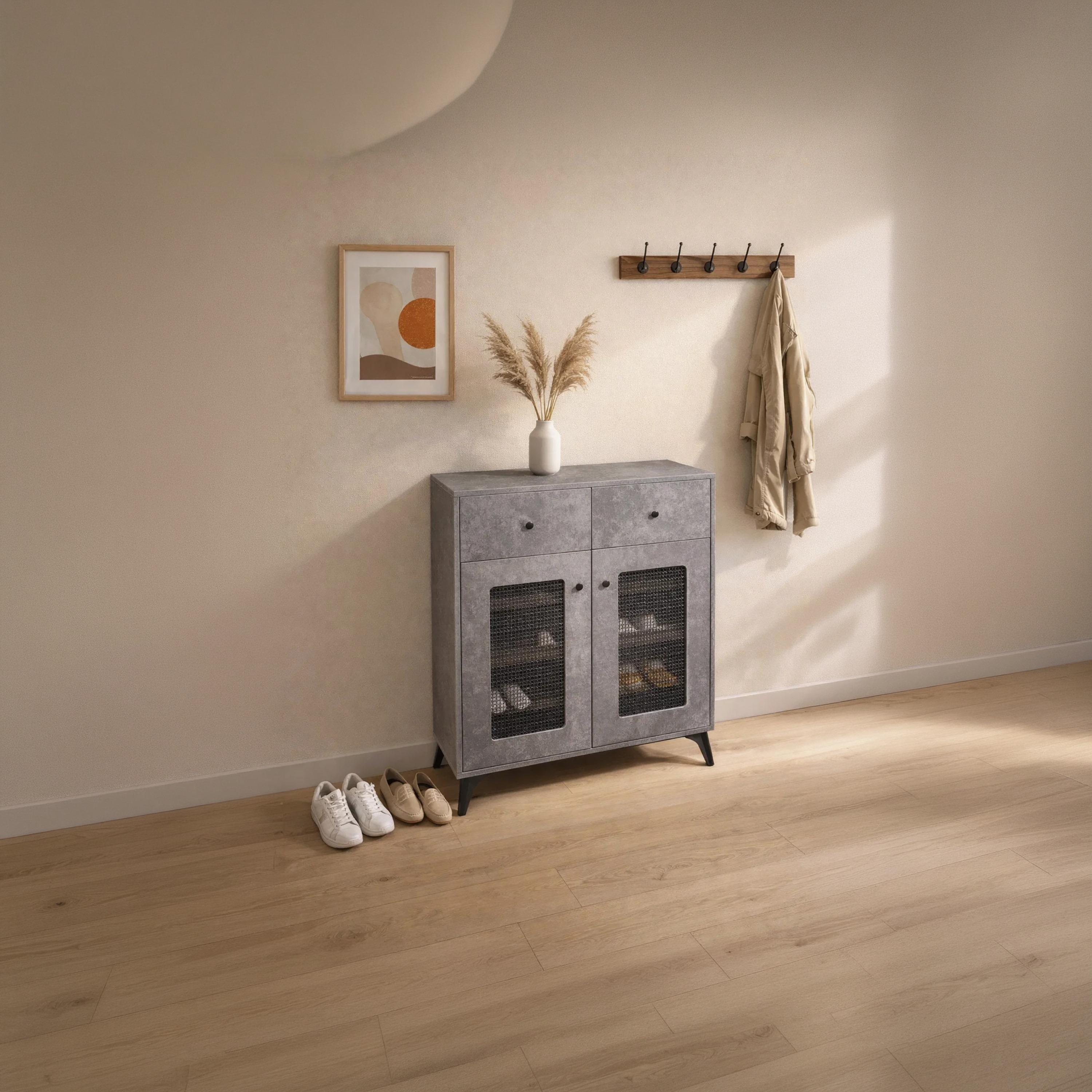 خزانة أحذية خشبية بدرجين من ماريا هومز-furniture-livingroom-shoeracks-image-2