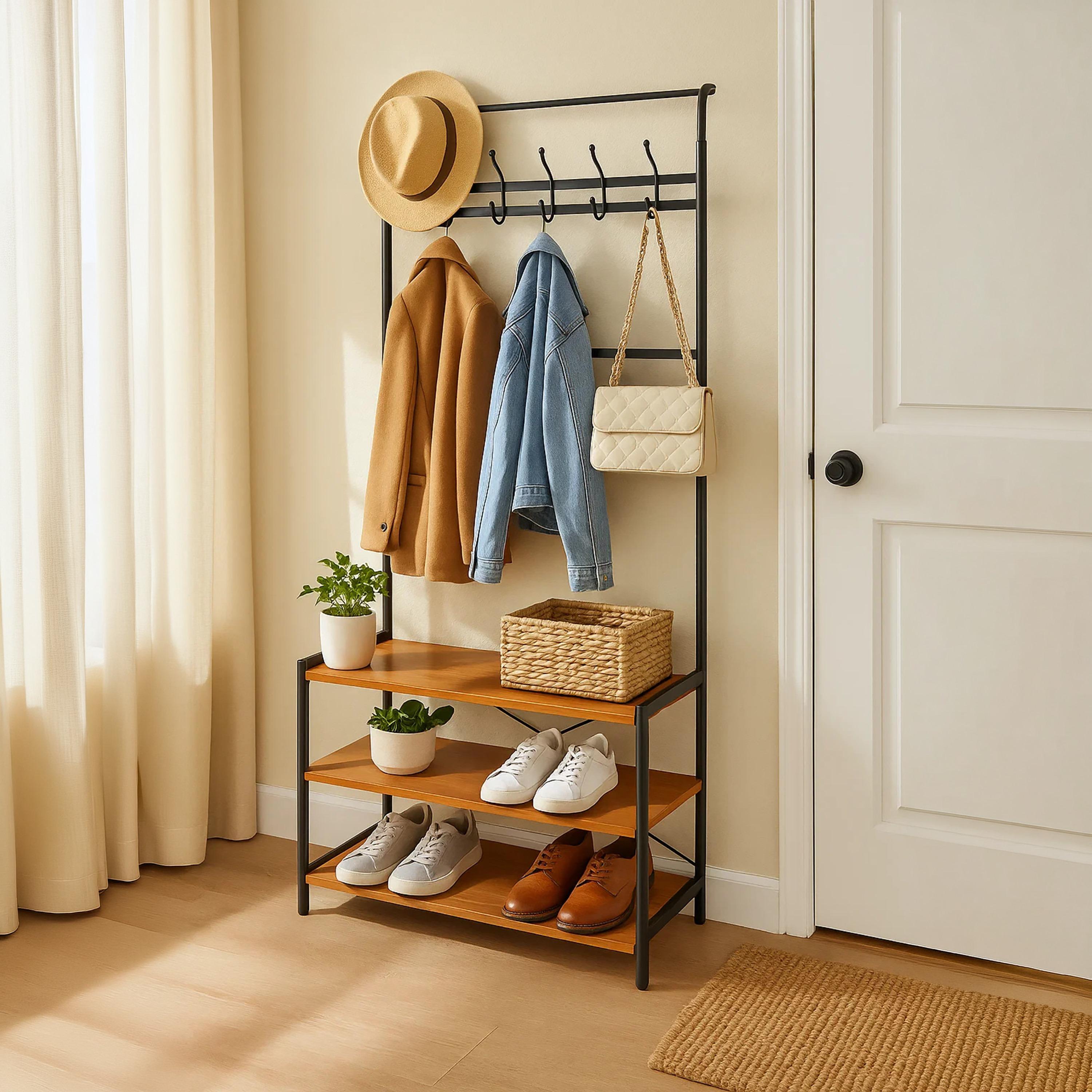 رف خشبي بـ 3 أرفف من ماريا هومز-furniture-livingroom-shoeracks-image-2