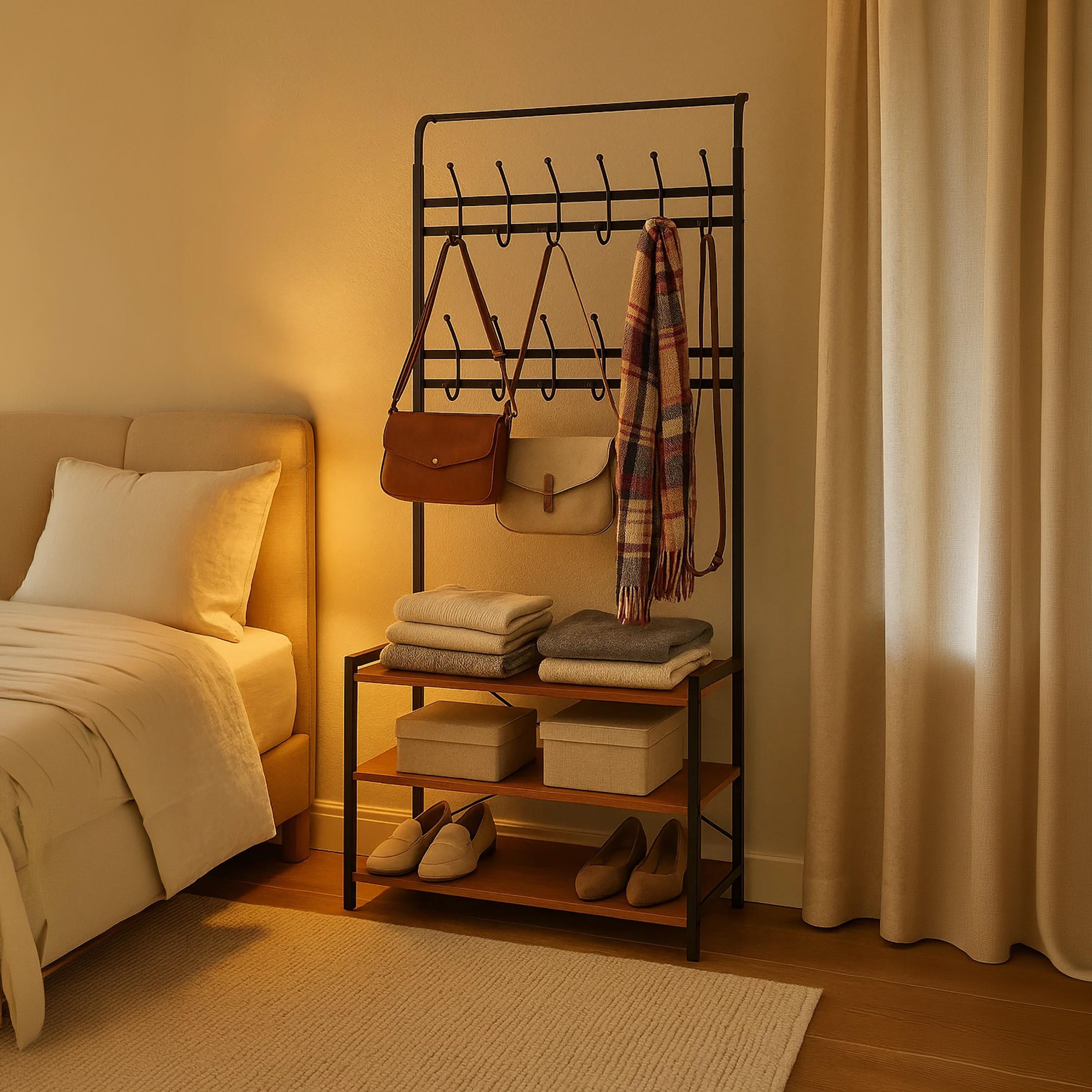رف خشبي بـ 3 أرفف من ماريا هومز-furniture-livingroom-shoeracks-image-3