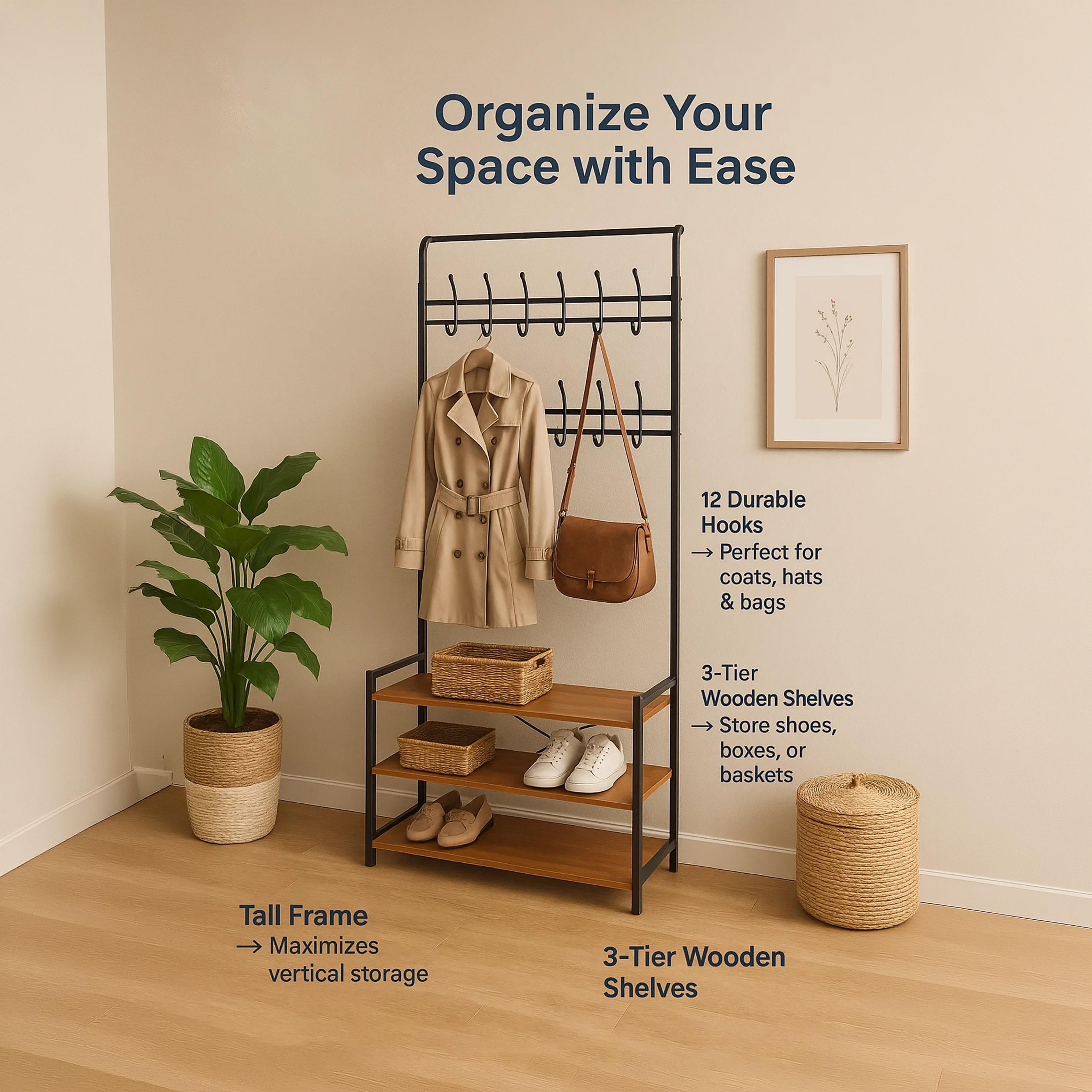 رف خشبي بـ 3 أرفف من ماريا هومز-furniture-livingroom-shoeracks-image-4