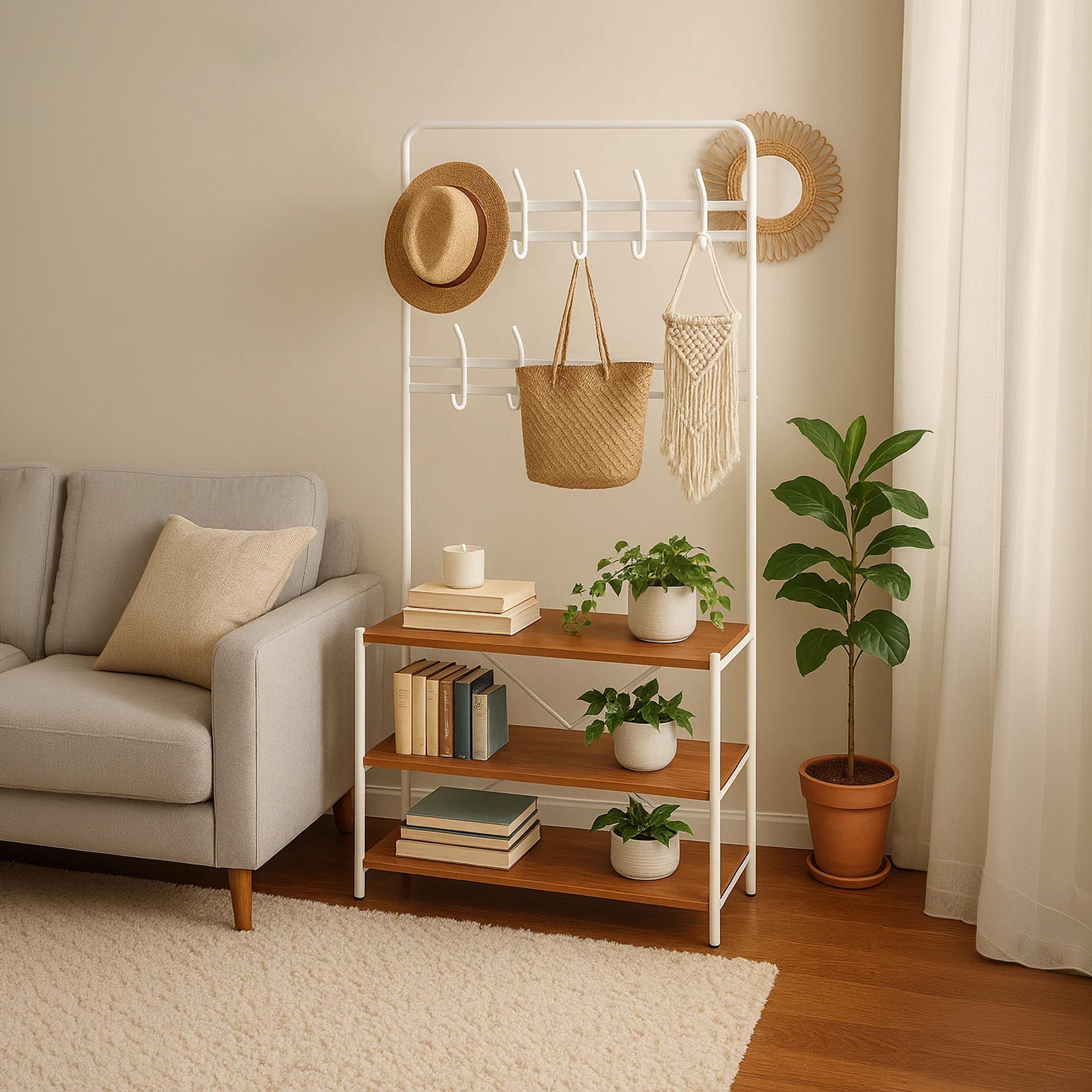 رف خشبي بـ 3 أرفف من ماريا هومز-furniture-livingroom-shoeracks-image-3
