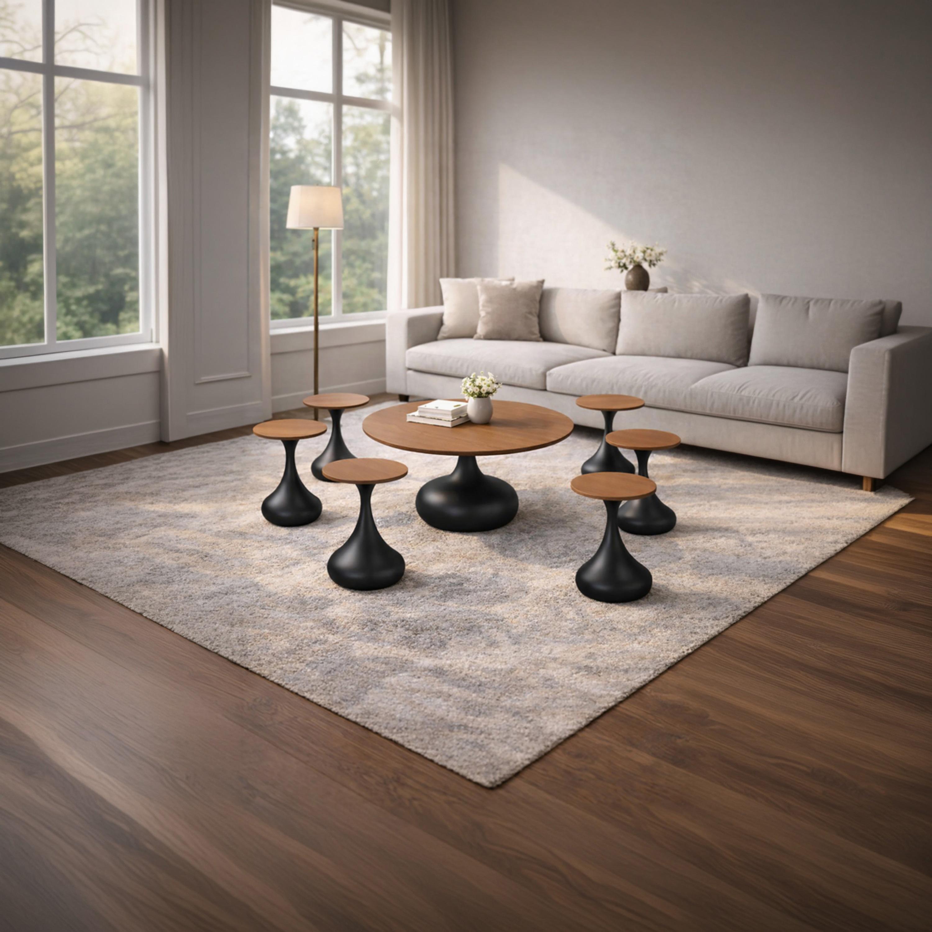 Maria Homes Wooden Centre & Side Table 80×80×48 cm - Set of 7-furniture-livingroom-coffeetables-image-1