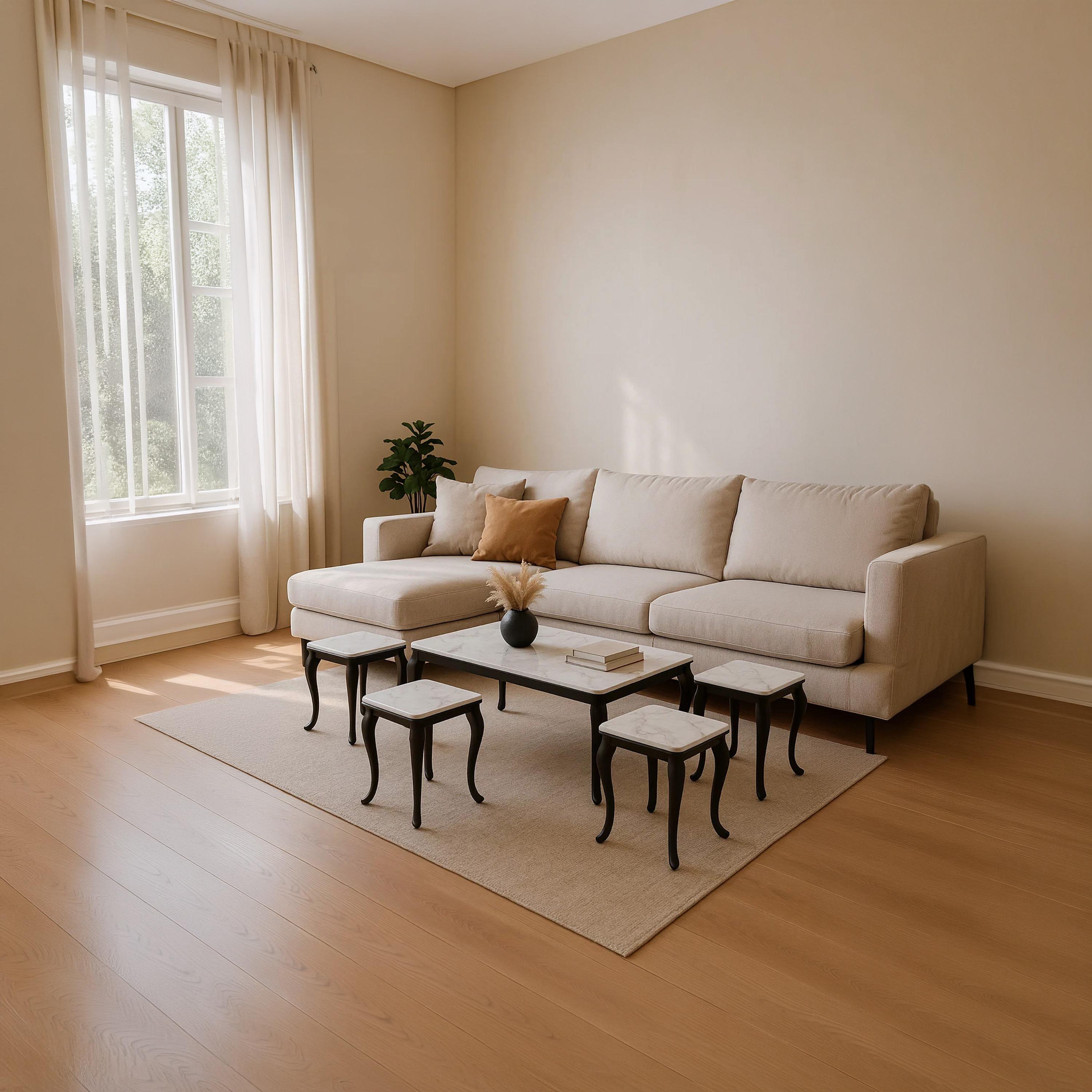 طاولة وسط وجانبية سيراميك 120×60×50 / 45×45×55 - طقم 5 قطع من ماريا هومز-furniture-livingroom-coffeetables-image-3