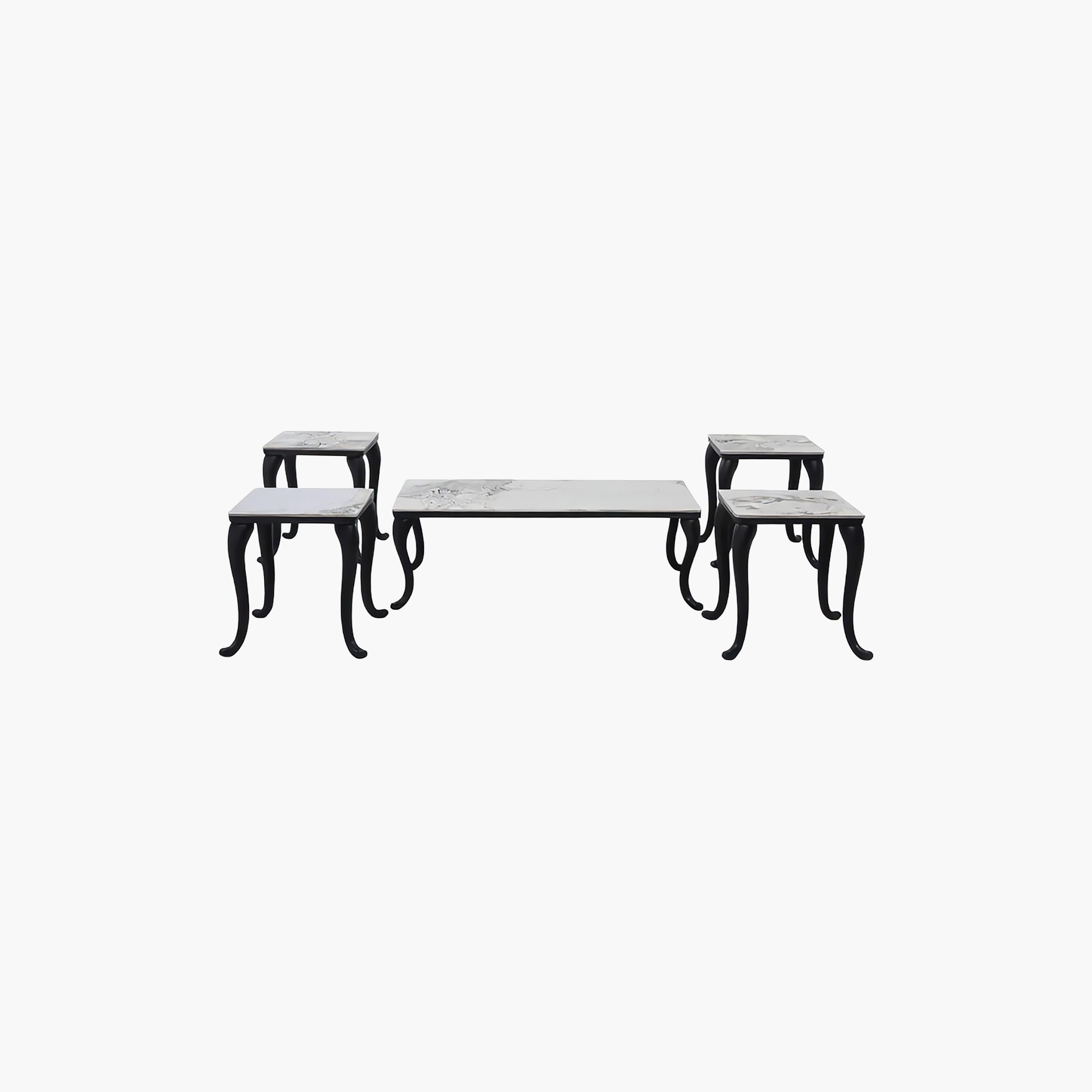 طاولة وسط وجانبية سيراميك 120×60×50 / 45×45×55 - طقم 5 قطع من ماريا هومز-furniture-livingroom-coffeetables-image-4