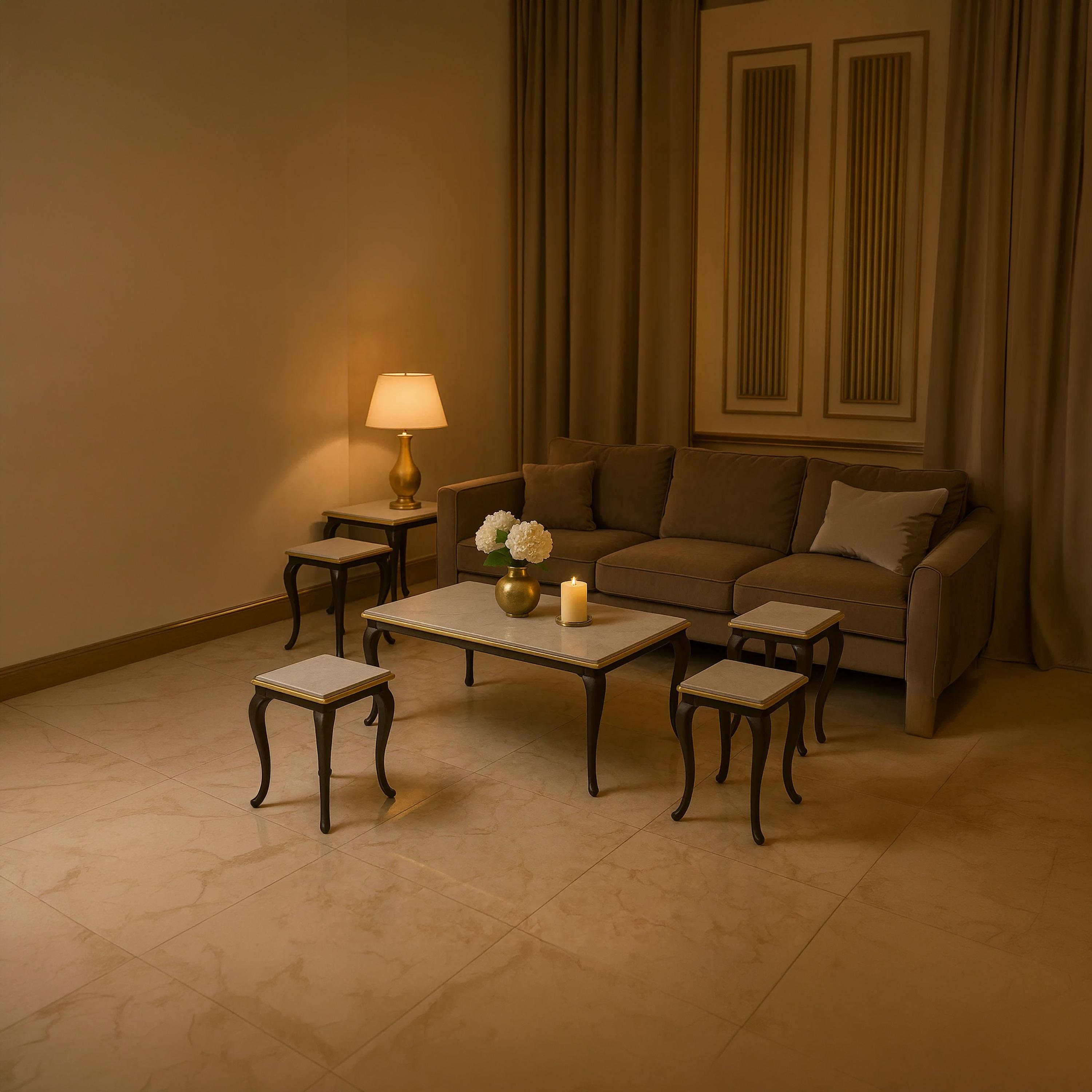 Maria Homes Ceramic Centre & Side Table 120×60×50 / 45×45×55 - Set of 5-furniture-livingroom-coffeetables-image-2