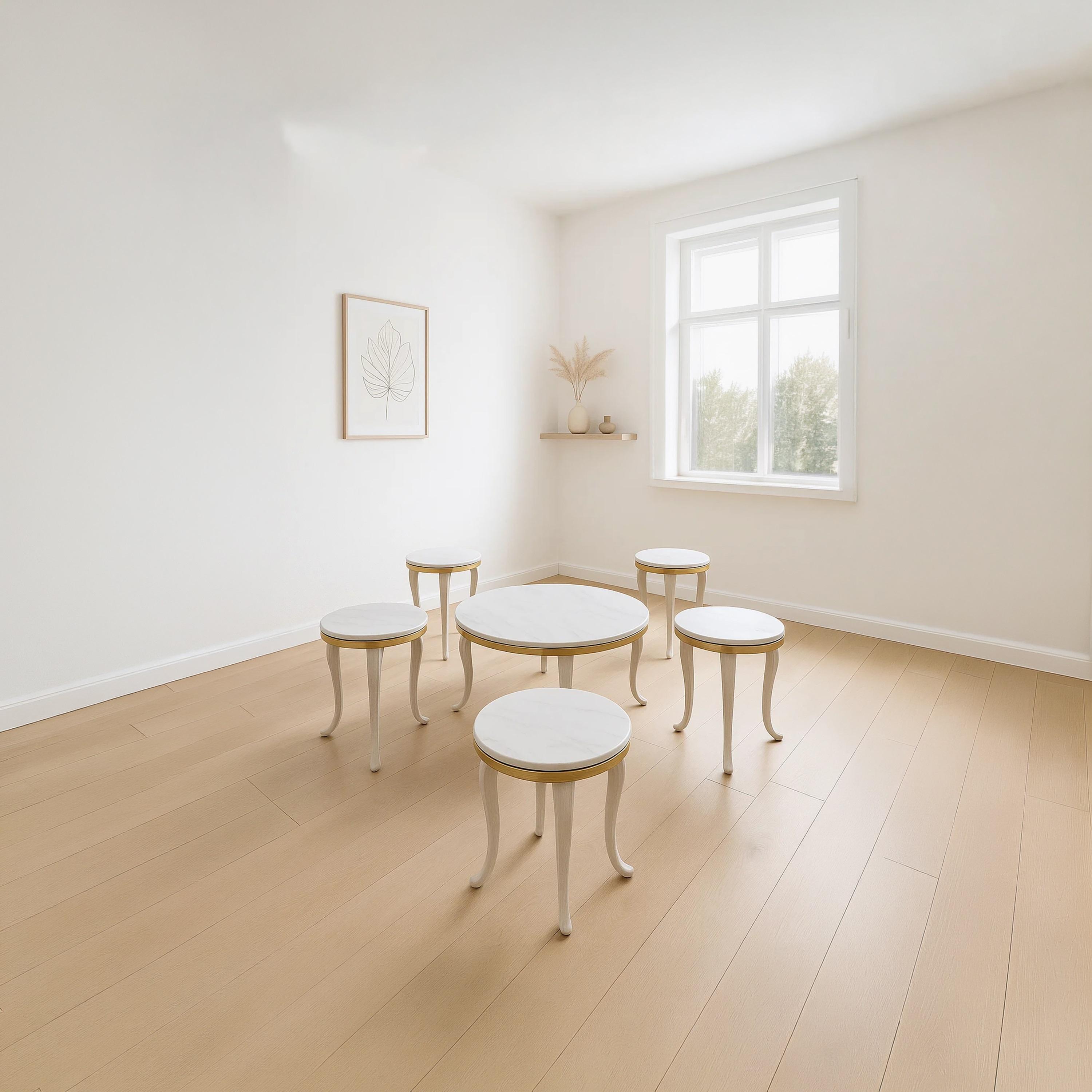 طاولة سيراميك وسط وجانبية من ماريا هومز 90×90×45 / 45×45×55 - طقم من 5 قطع-furniture-livingroom-coffeetables-image-1