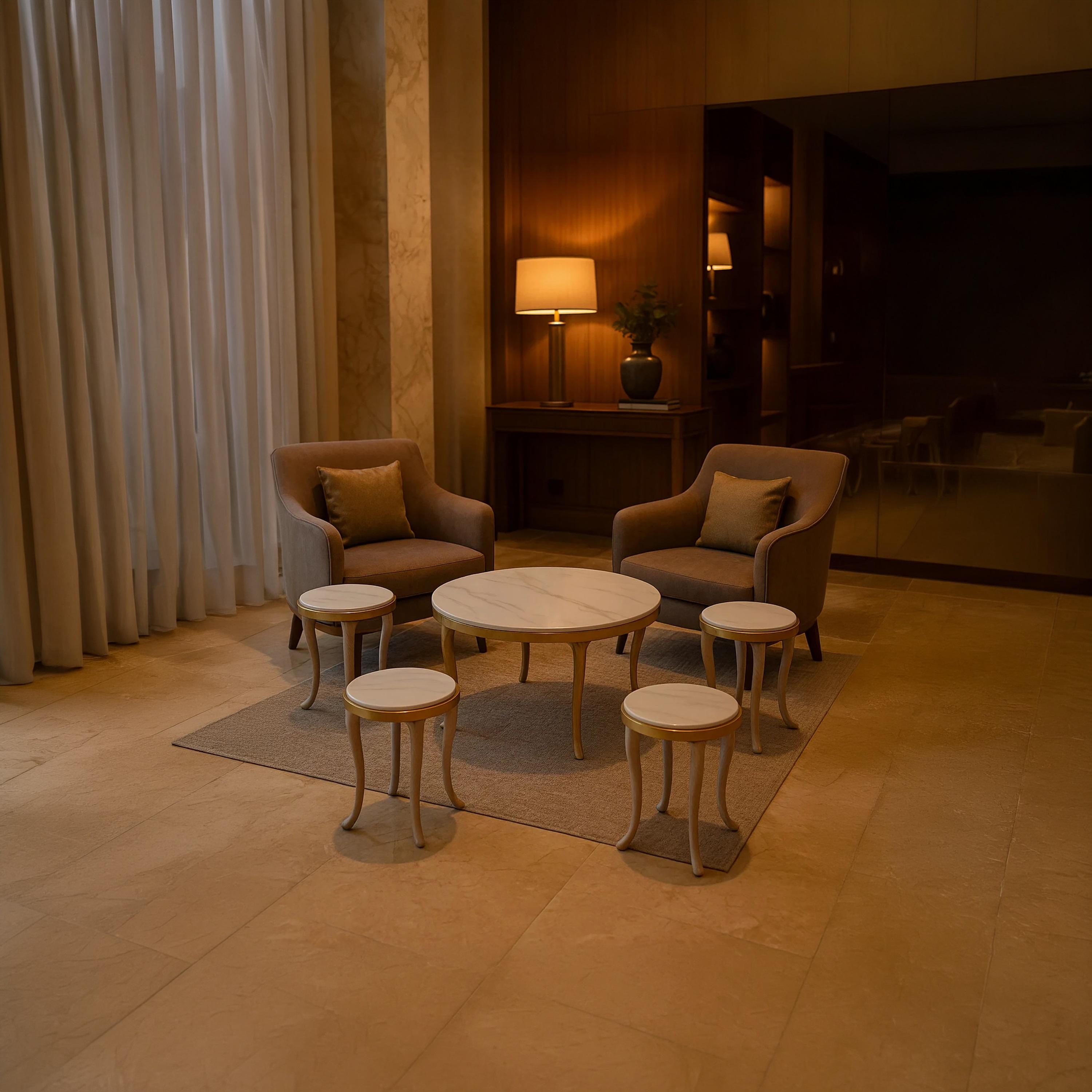 طاولة سيراميك وسط وجانبية من ماريا هومز 90×90×45 / 45×45×55 - طقم من 5 قطع-furniture-livingroom-coffeetables-image-3