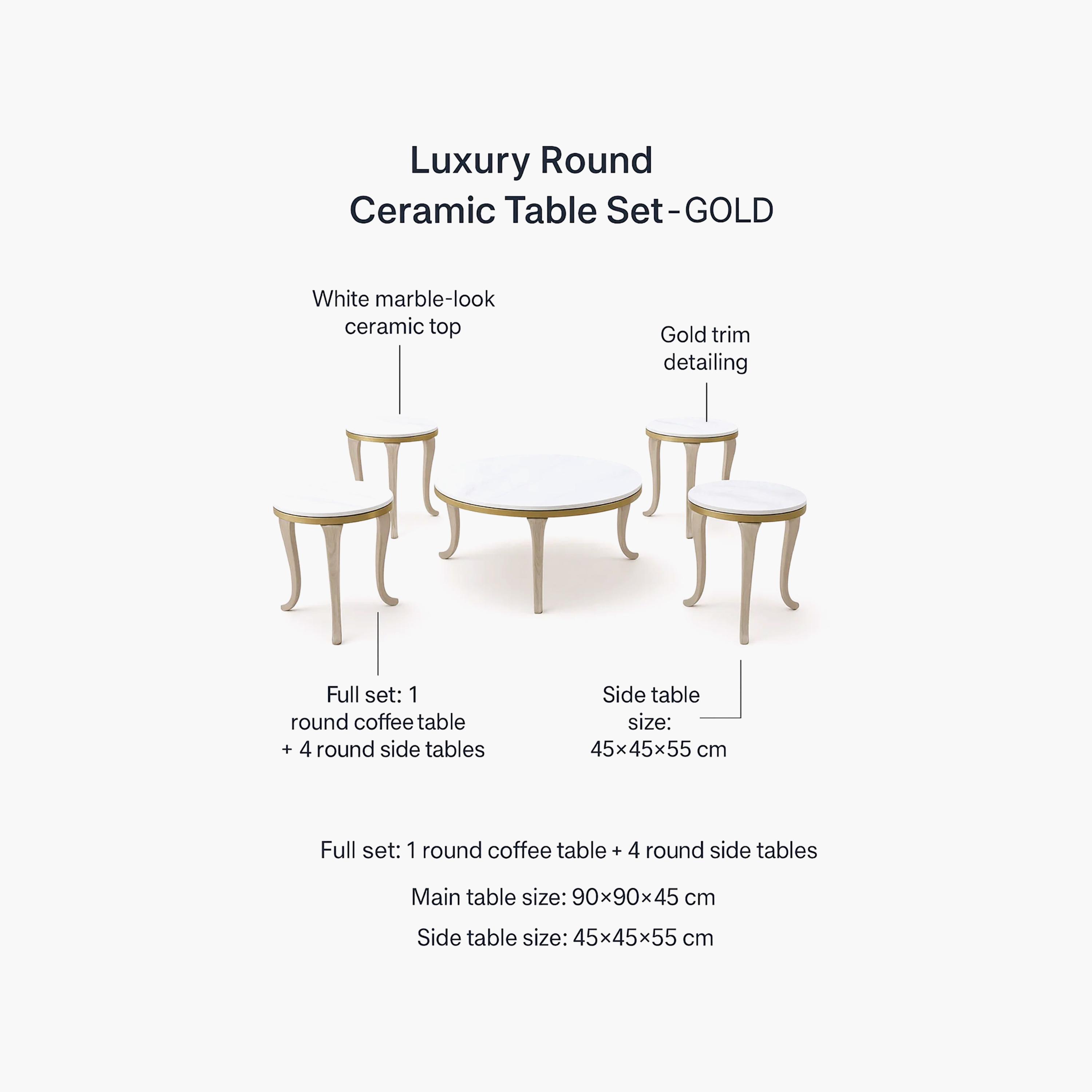 طاولة سيراميك وسط وجانبية من ماريا هومز 90×90×45 / 45×45×55 - طقم من 5 قطع-furniture-livingroom-coffeetables-image-5