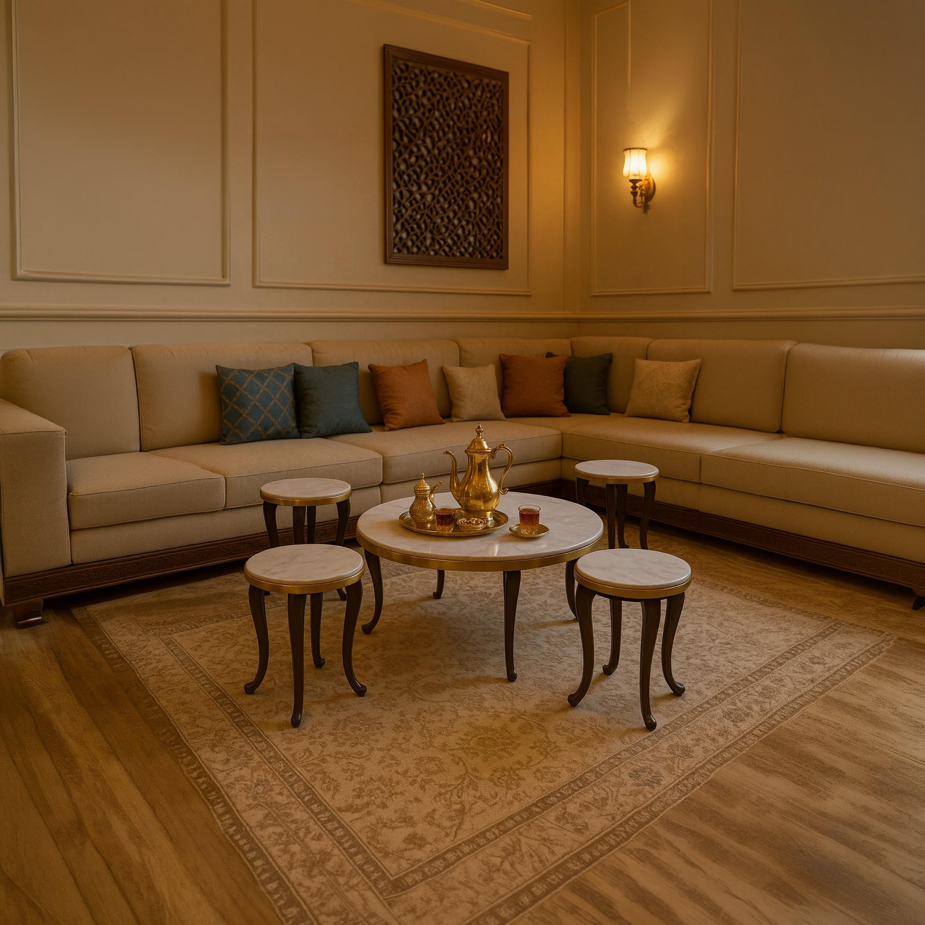 Maria Homes Ceramic Centre & Side Table 90×90×45 / 45×45×55 - Set of 5-furniture-livingroom-coffeetables-image-1