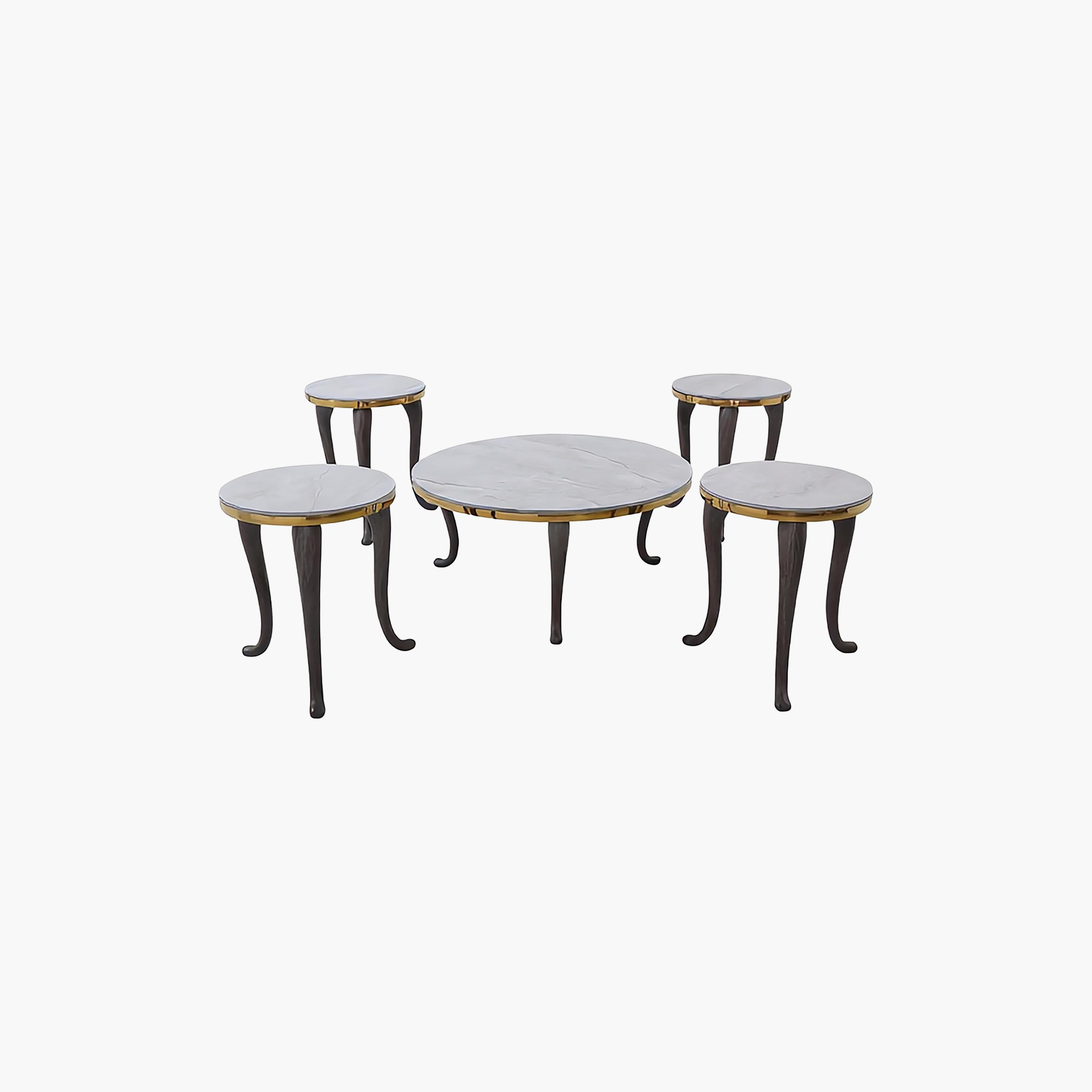 Maria Homes Ceramic Centre & Side Table 90×90×45 / 45×45×55 - Set of 5-furniture-livingroom-coffeetables-image-4