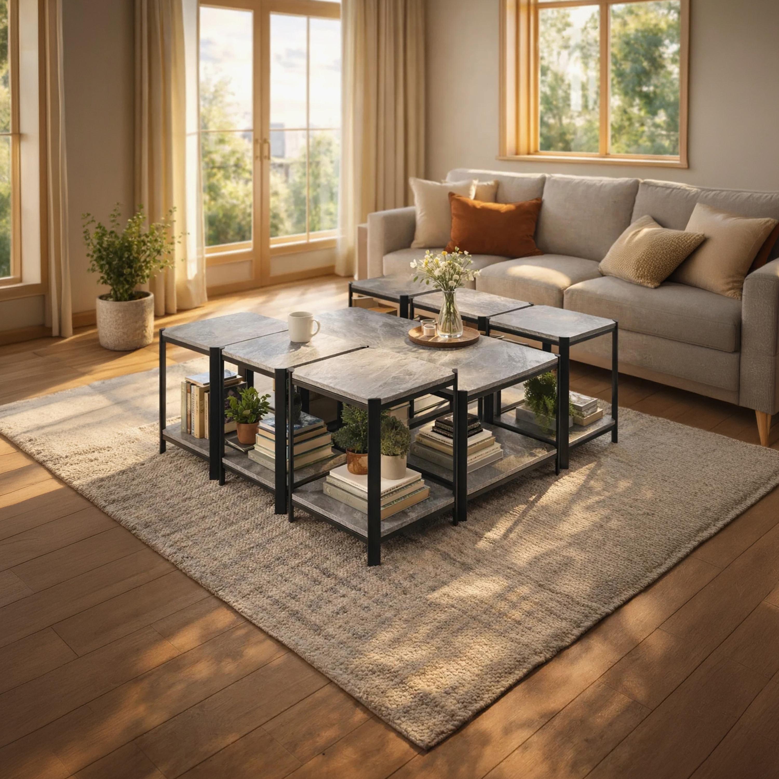 طاولة وسط وجانبية خشبية من ماريا هومز - طقم من 7 قطع-furniture-livingroom-coffeetables-image-1