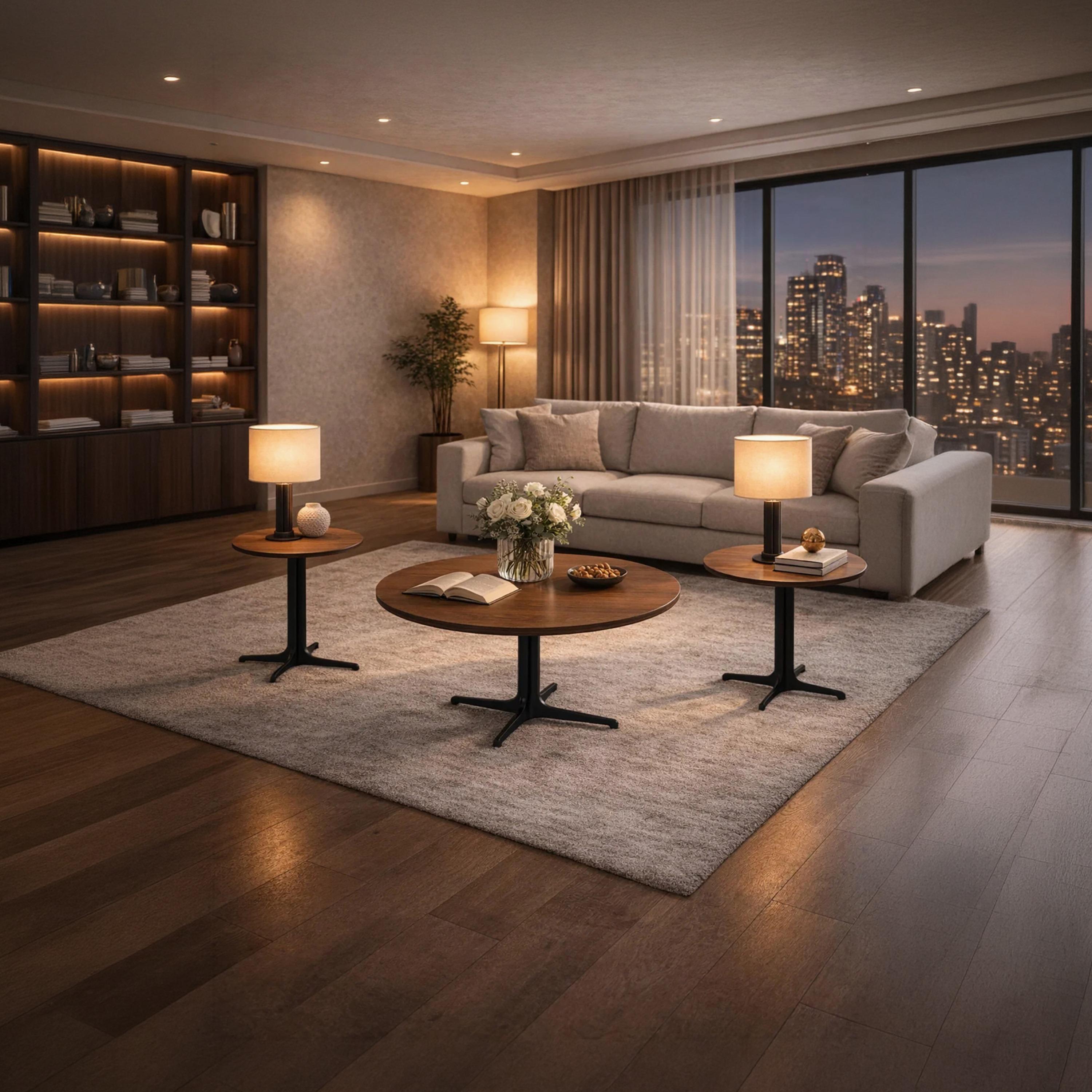 طقم طاولة سيراميك وسط وجانبية 80×80×48 سم / 45×45×55 سم - 3 قطع من ماريا هومز-furniture-livingroom-coffeetables-image-1