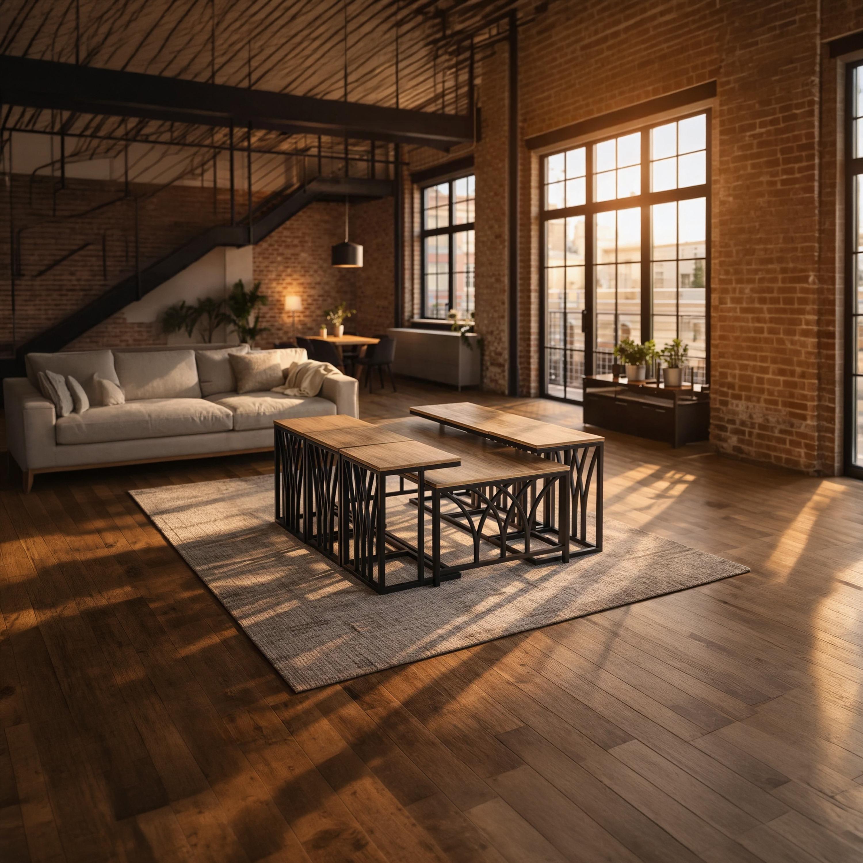Maria Homes Wooden Centre & Side Table 130×70×45 cm - Set of 7-furniture-livingroom-coffeetables-image-2