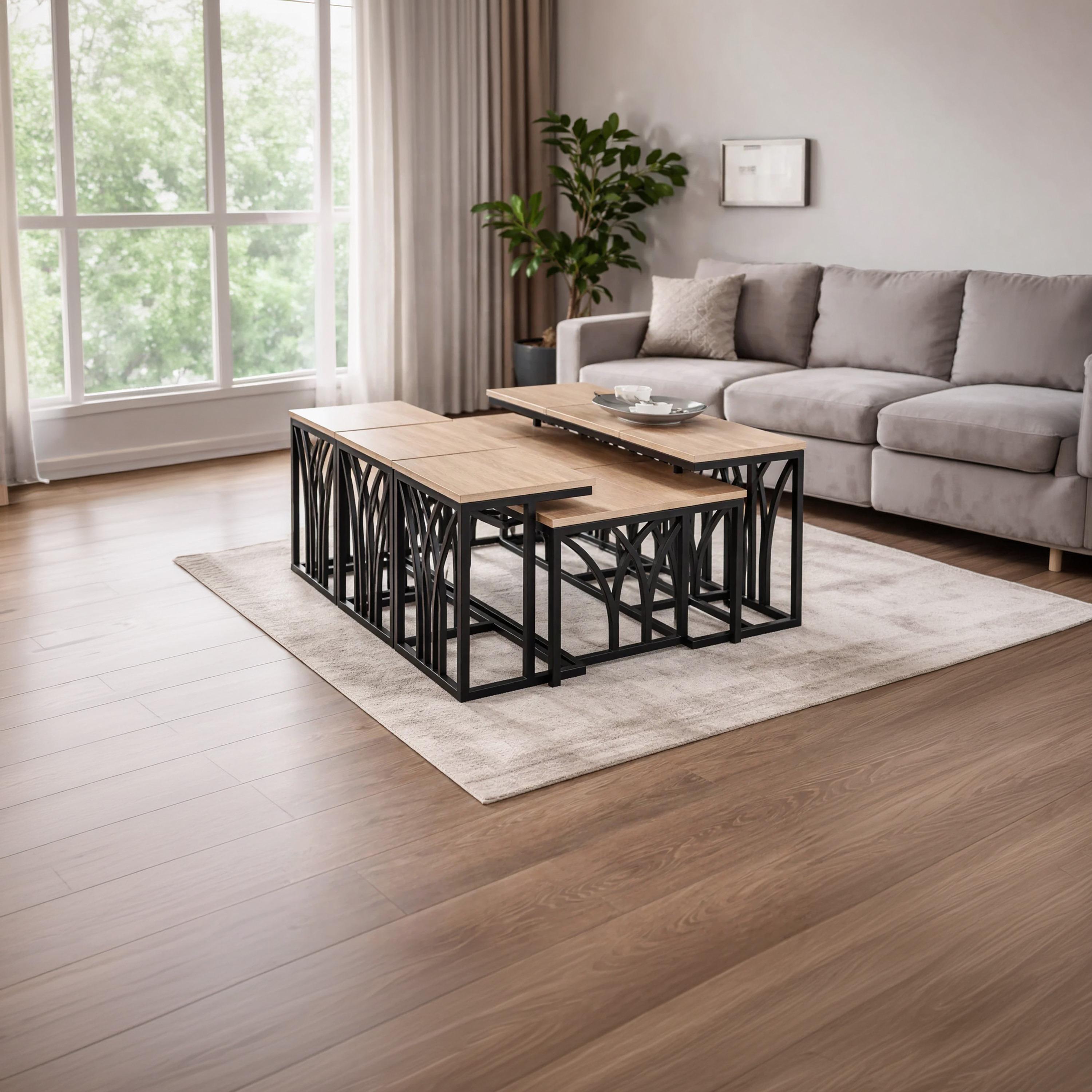 Maria Homes Wooden Centre & Side Table 130×70×45 cm - Set of 7-furniture-livingroom-coffeetables-image-3