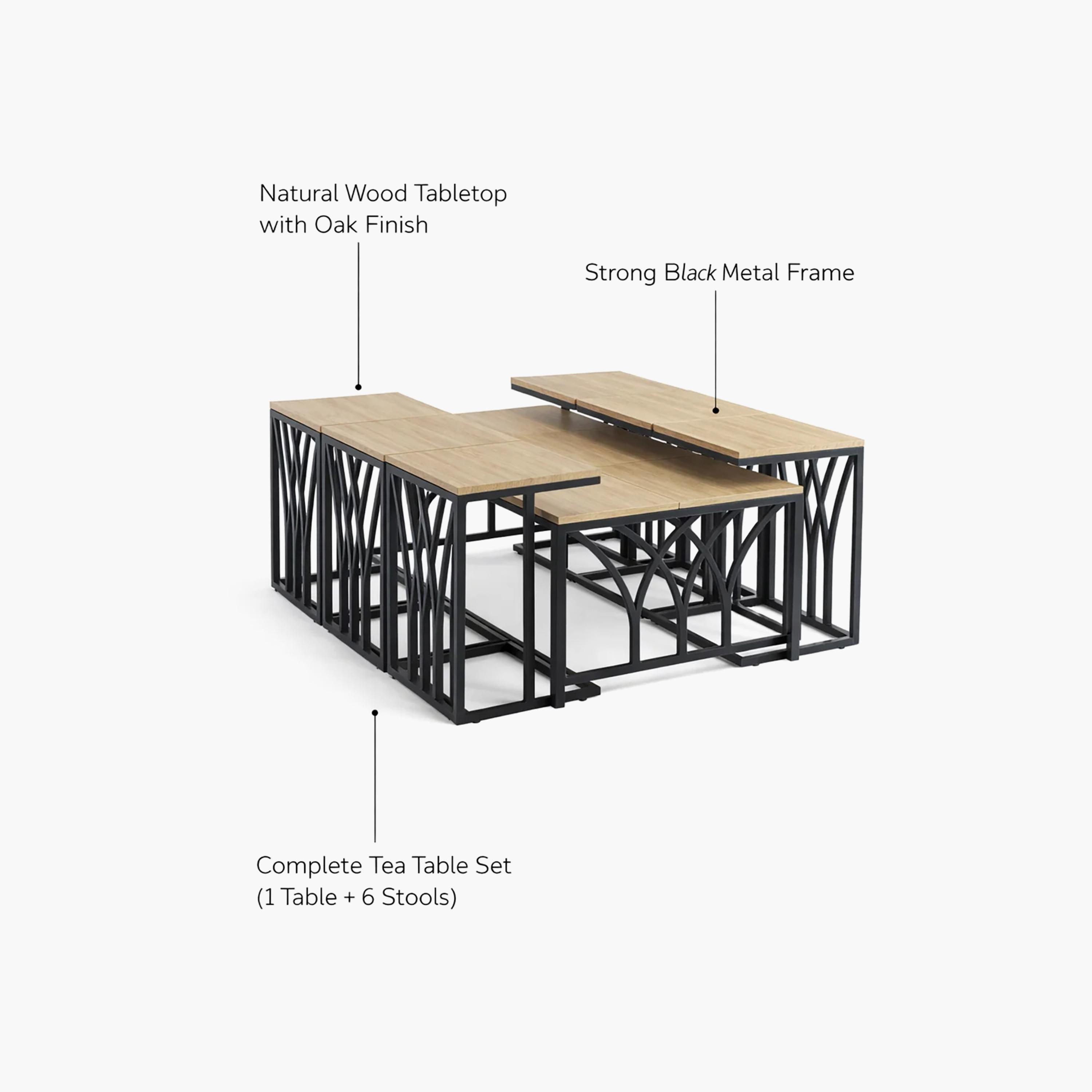 Maria Homes Wooden Centre & Side Table 130×70×45 cm - Set of 7-furniture-livingroom-coffeetables-image-5