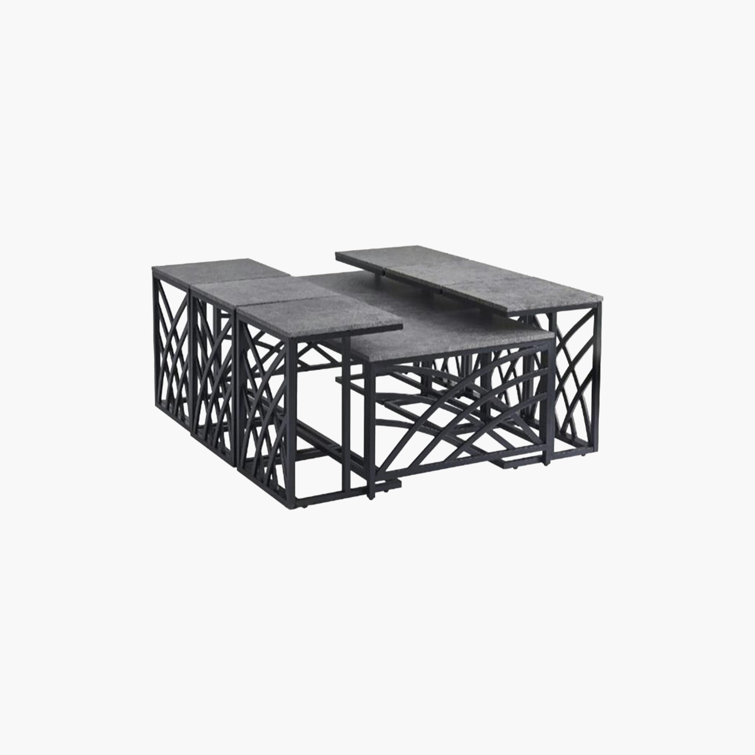طاولة وسط وطاولة جانبية معدنية من ماريا هومز بمقاس 130×70×45 سم - طقم من 7 قطع-furniture-livingroom-coffeetables-image-3