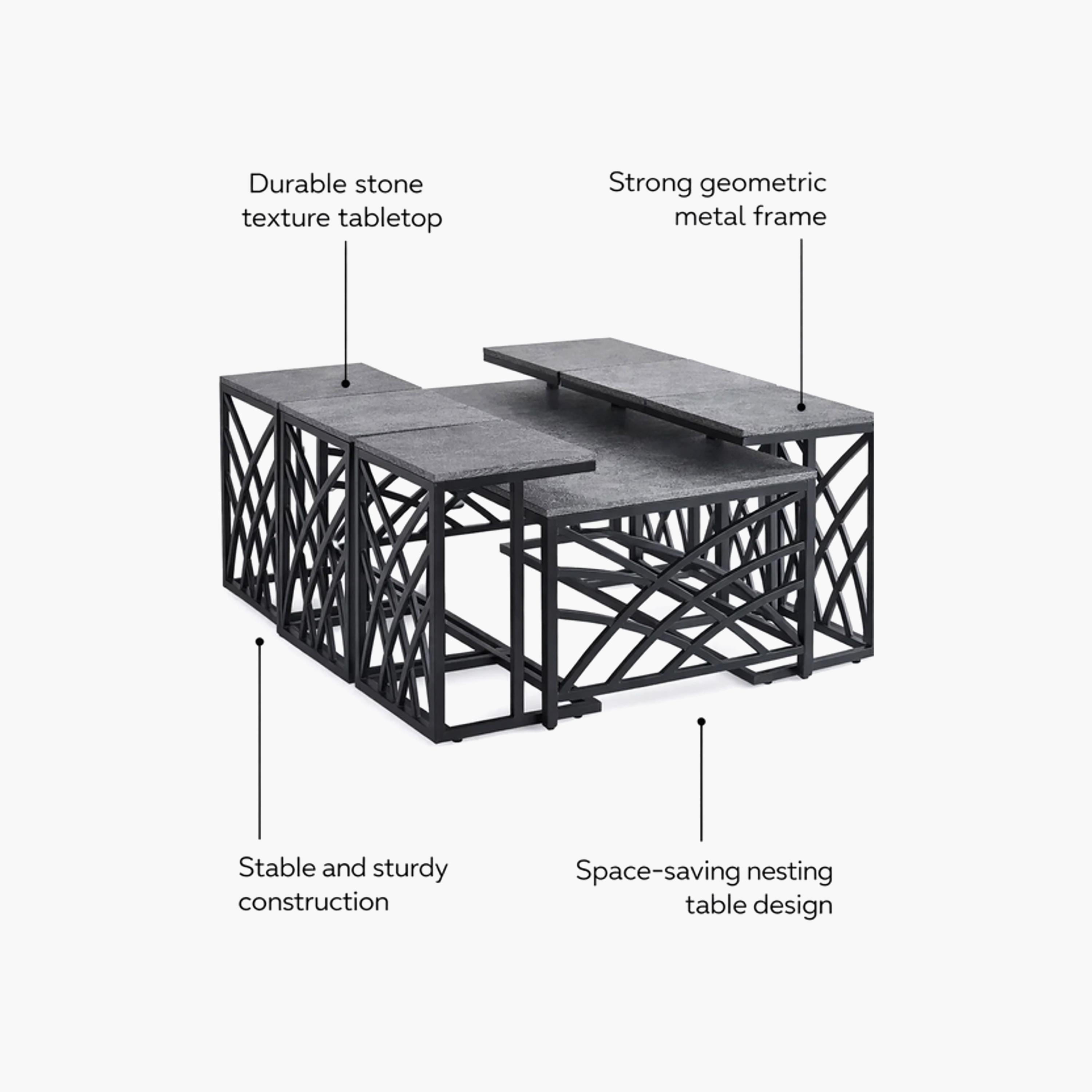 طاولة وسط وطاولة جانبية معدنية من ماريا هومز بمقاس 130×70×45 سم - طقم من 7 قطع-furniture-livingroom-coffeetables-image-4