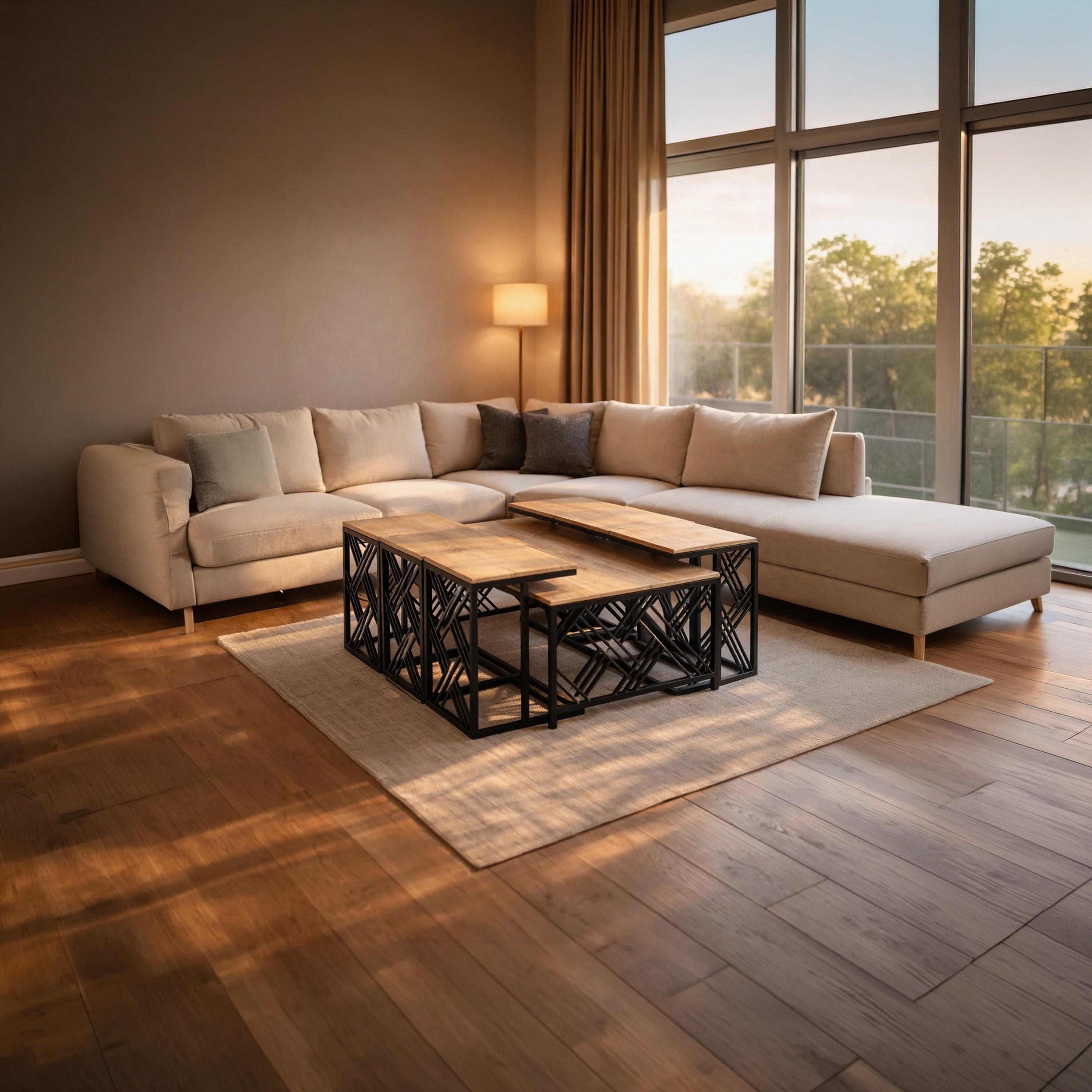 طاولة وسط وجانبية خشبية من ماريا هومز مقاس 130×70×45 سم - طقم من 7 قطع-furniture-livingroom-coffeetables-image-2