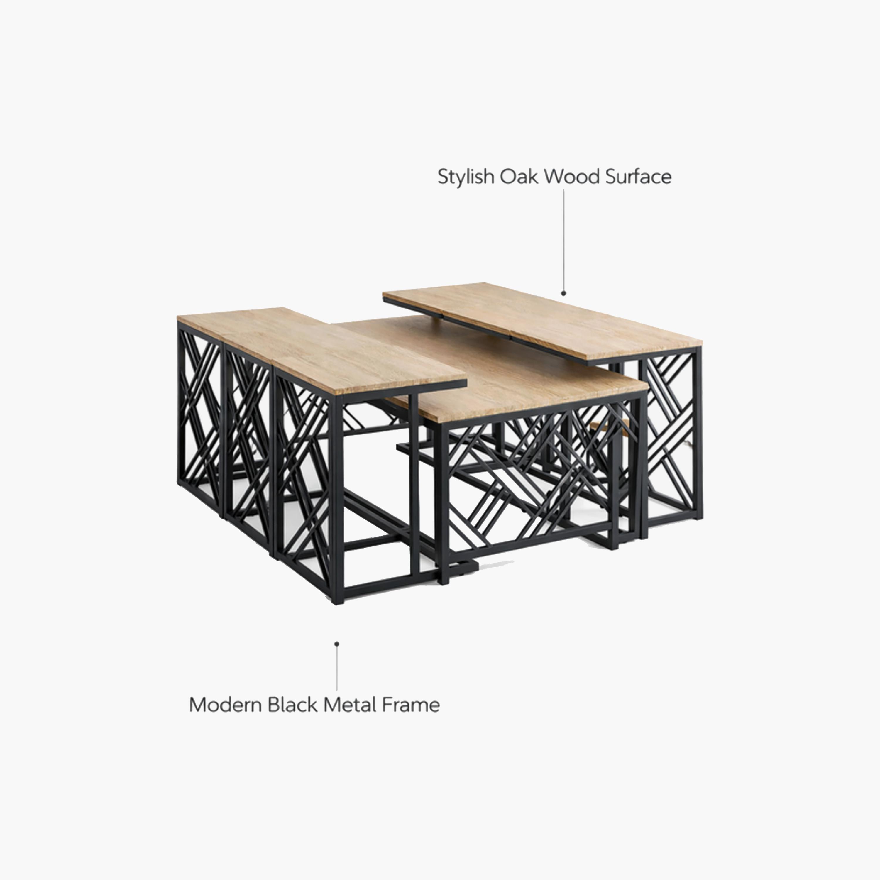 طاولة وسط وجانبية خشبية من ماريا هومز مقاس 130×70×45 سم - طقم من 7 قطع-furniture-livingroom-coffeetables-image-5