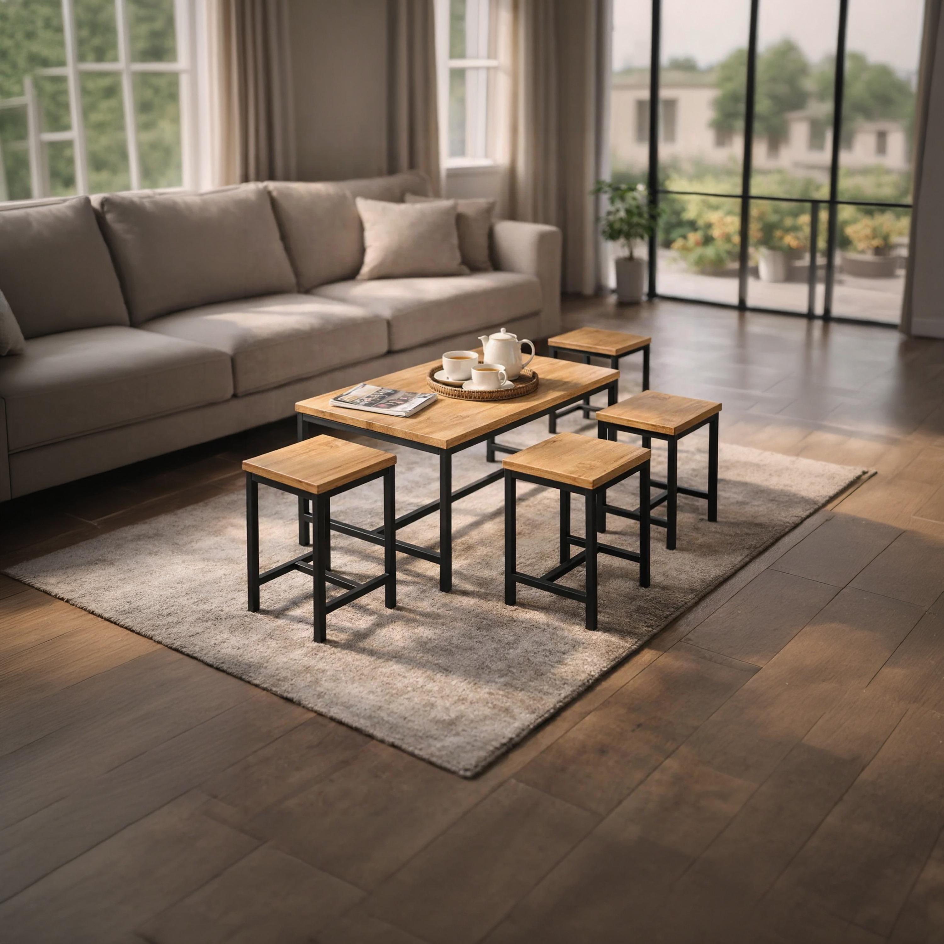 Maria Homes Wooden Centre & Side Table - Set of 5-furniture-livingroom-coffeetables-image-1