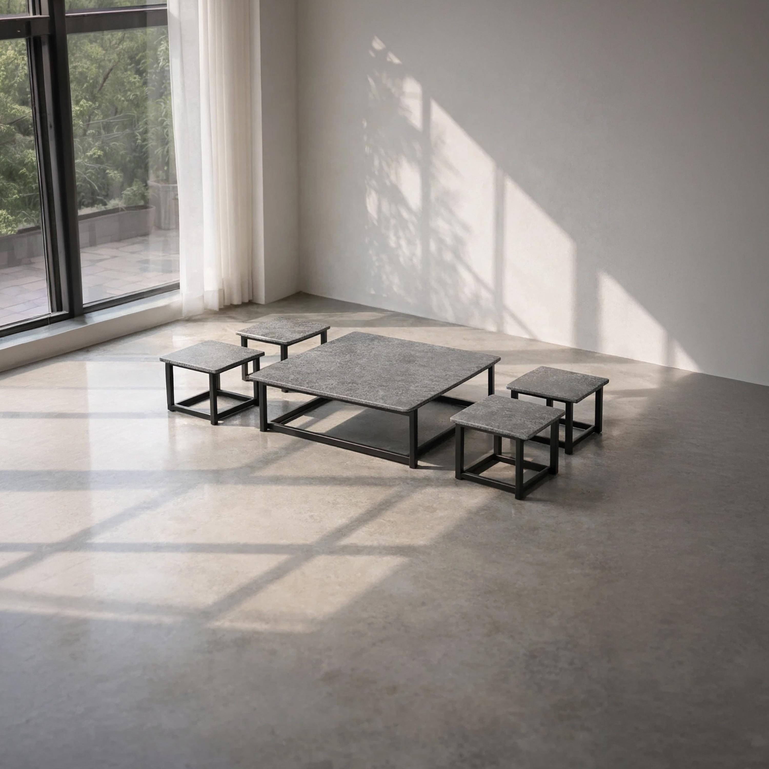 طاولة وسط ومقعد معدني من ماريا هومز - طقم من 5 قطع-furniture-livingroom-coffeetables-image-1