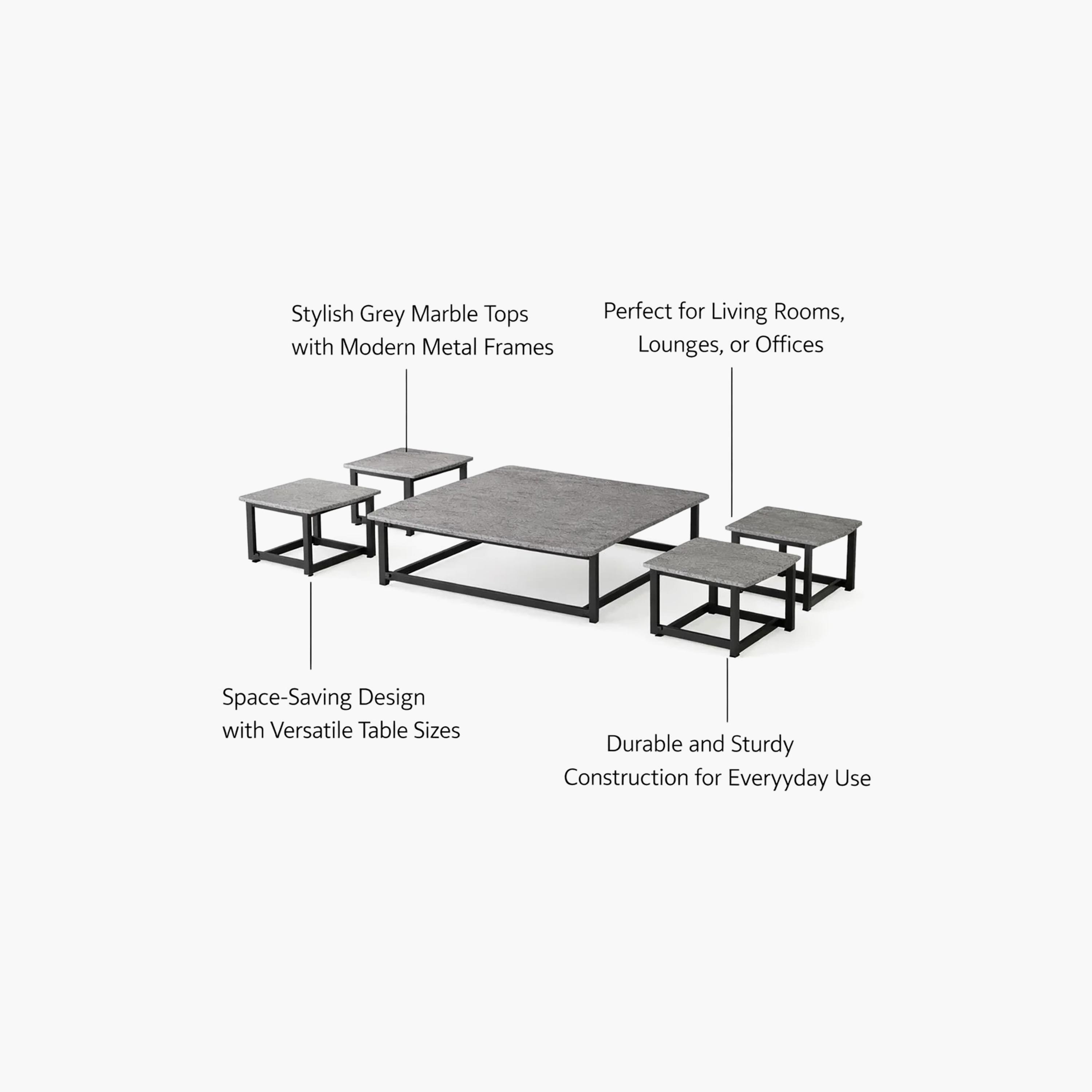 طاولة وسط ومقعد معدني من ماريا هومز - طقم من 5 قطع-furniture-livingroom-coffeetables-image-5