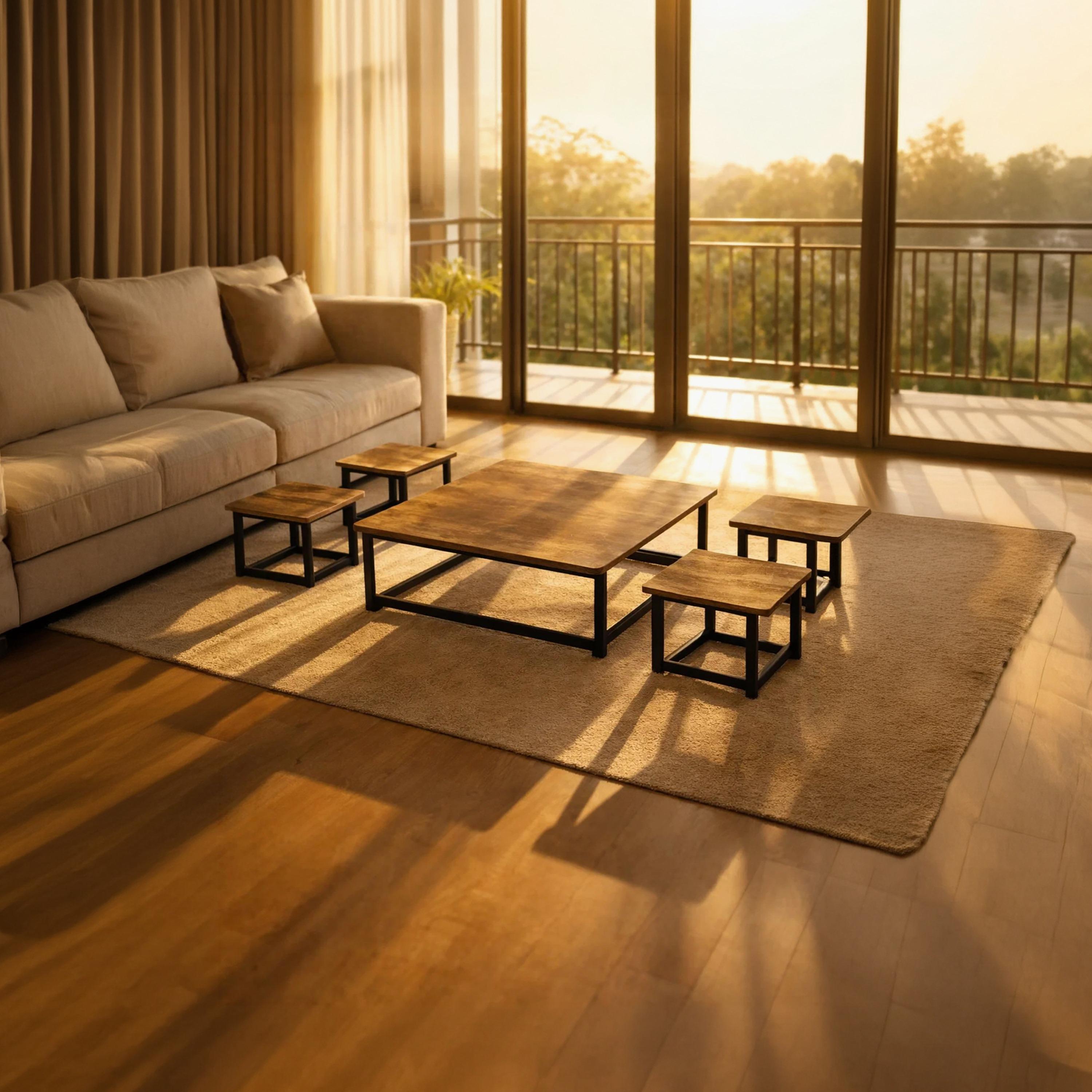 طقم طاولات وسط وجانبية خشبية من ماريا هومز - 5 قطع-furniture-livingroom-coffeetables-image-1