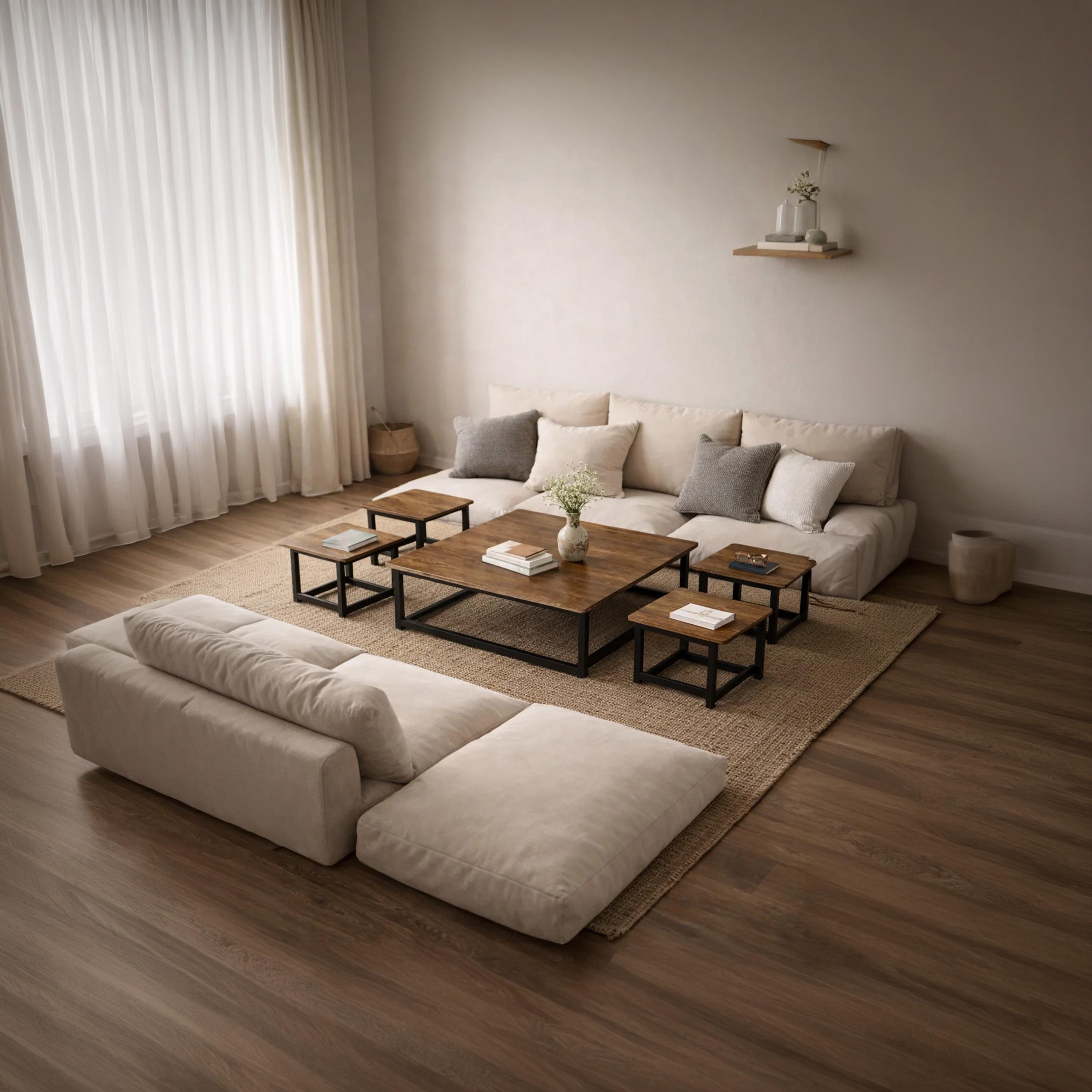 طقم طاولات وسط وجانبية خشبية من ماريا هومز - 5 قطع-furniture-livingroom-coffeetables-image-2