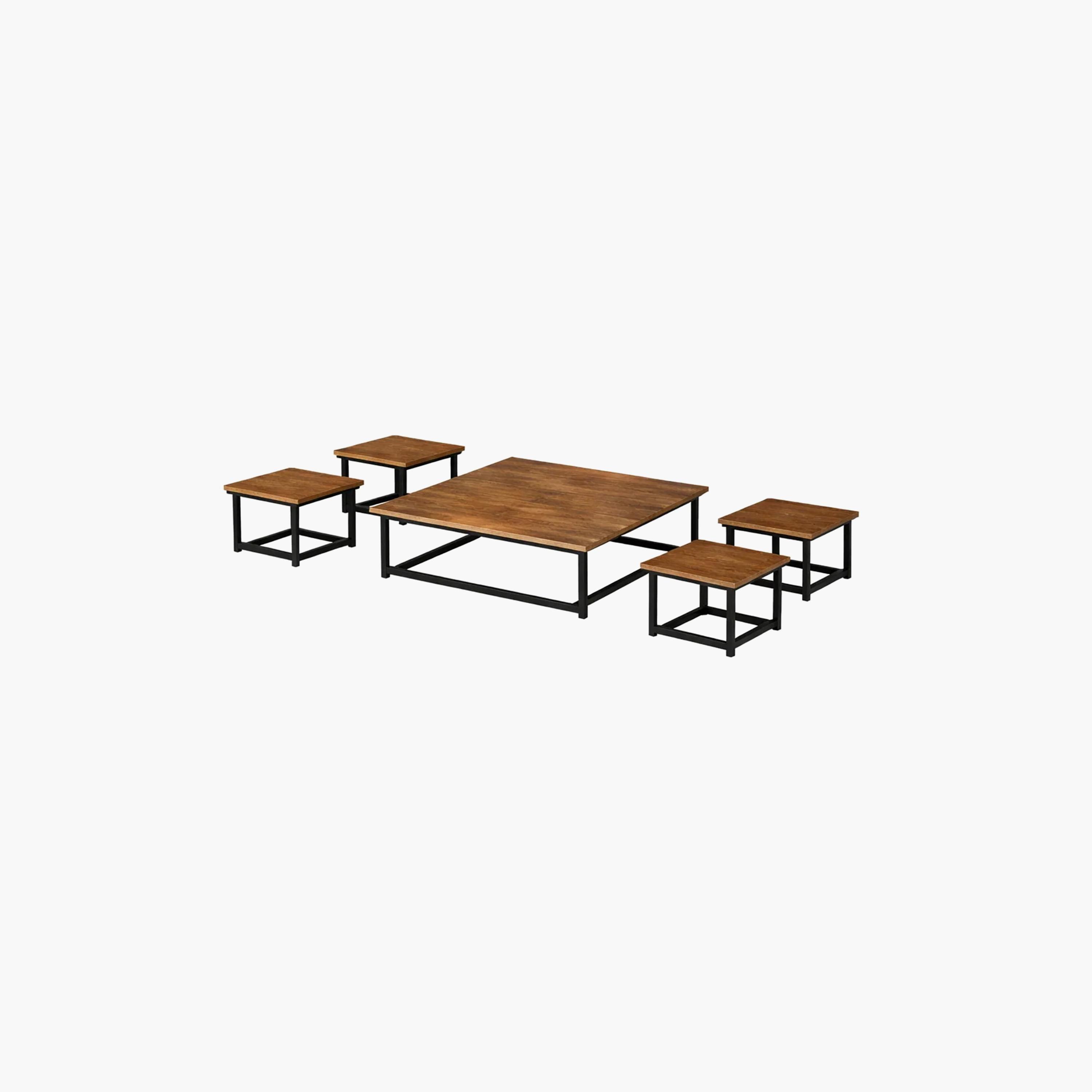 طقم طاولات وسط وجانبية خشبية من ماريا هومز - 5 قطع-furniture-livingroom-coffeetables-image-3