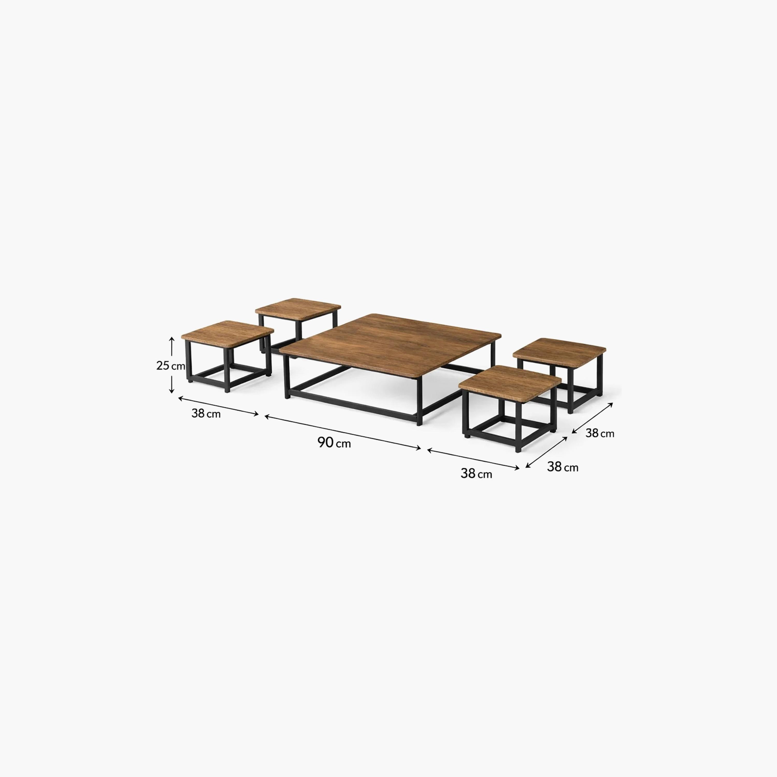 طقم طاولات وسط وجانبية خشبية من ماريا هومز - 5 قطع-furniture-livingroom-coffeetables-image-5