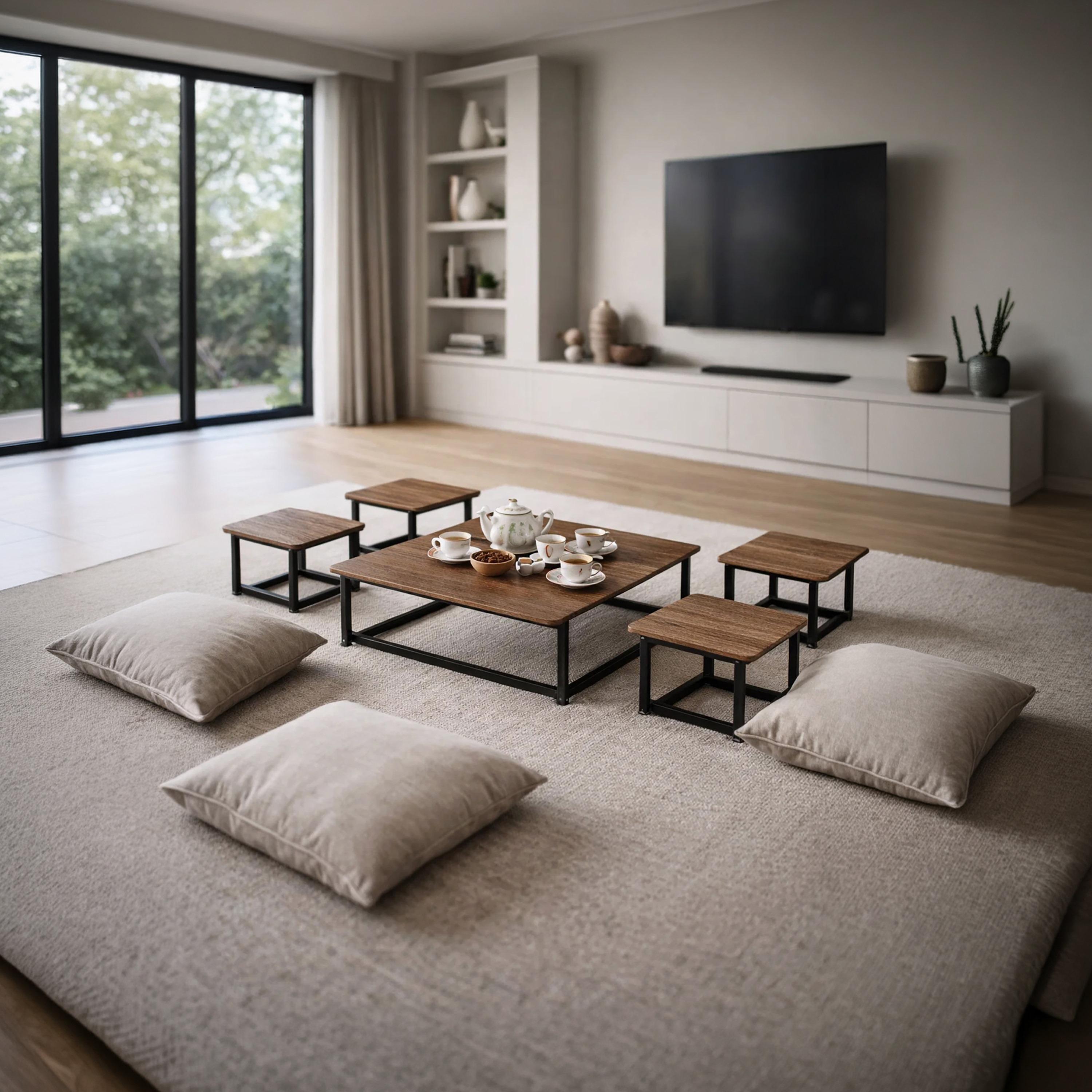 طقم طاولات وسط وجانبية خشبية من ماريا هومز - 5 قطع-furniture-livingroom-coffeetables-image-1