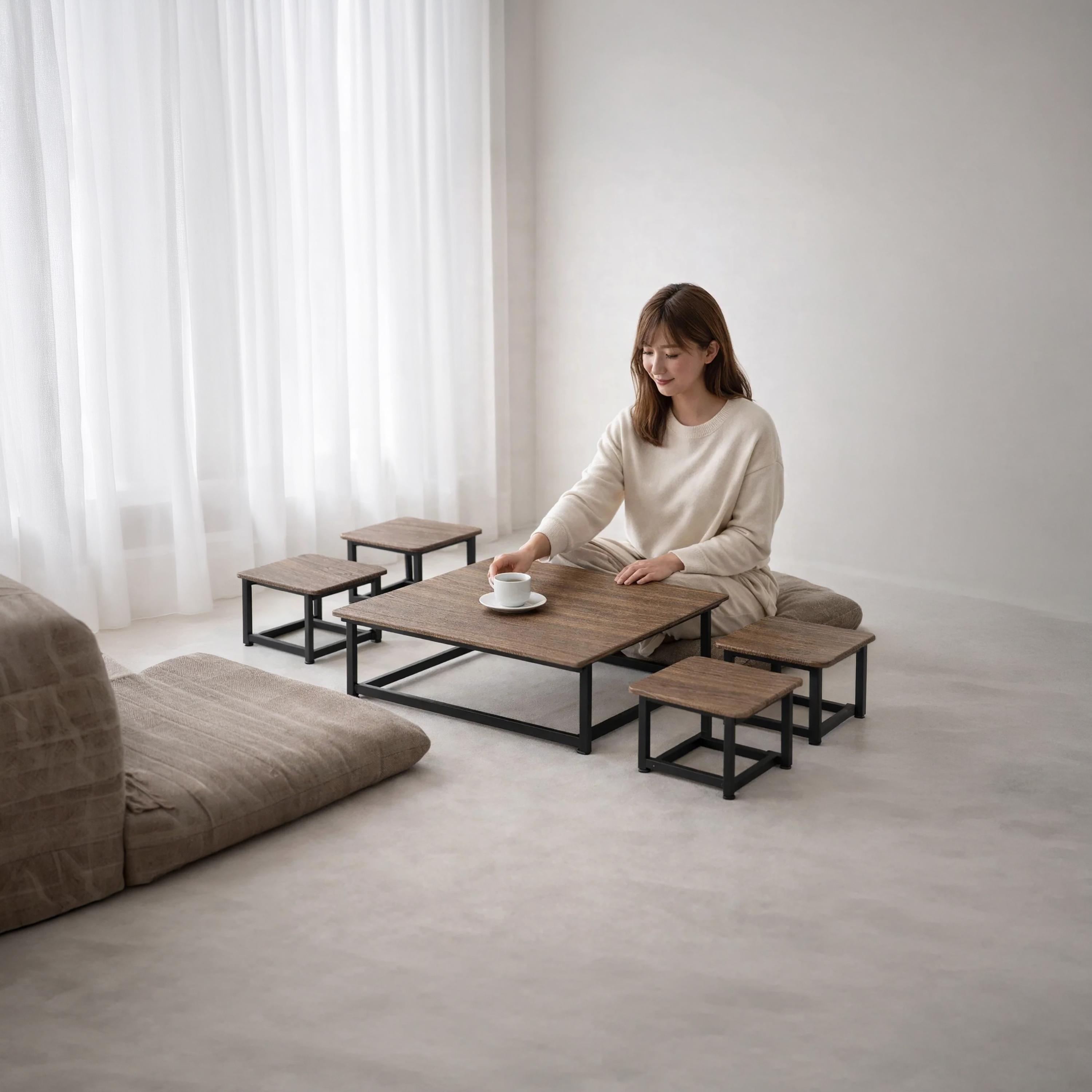 طقم طاولات وسط وجانبية خشبية من ماريا هومز - 5 قطع-furniture-livingroom-coffeetables-image-2