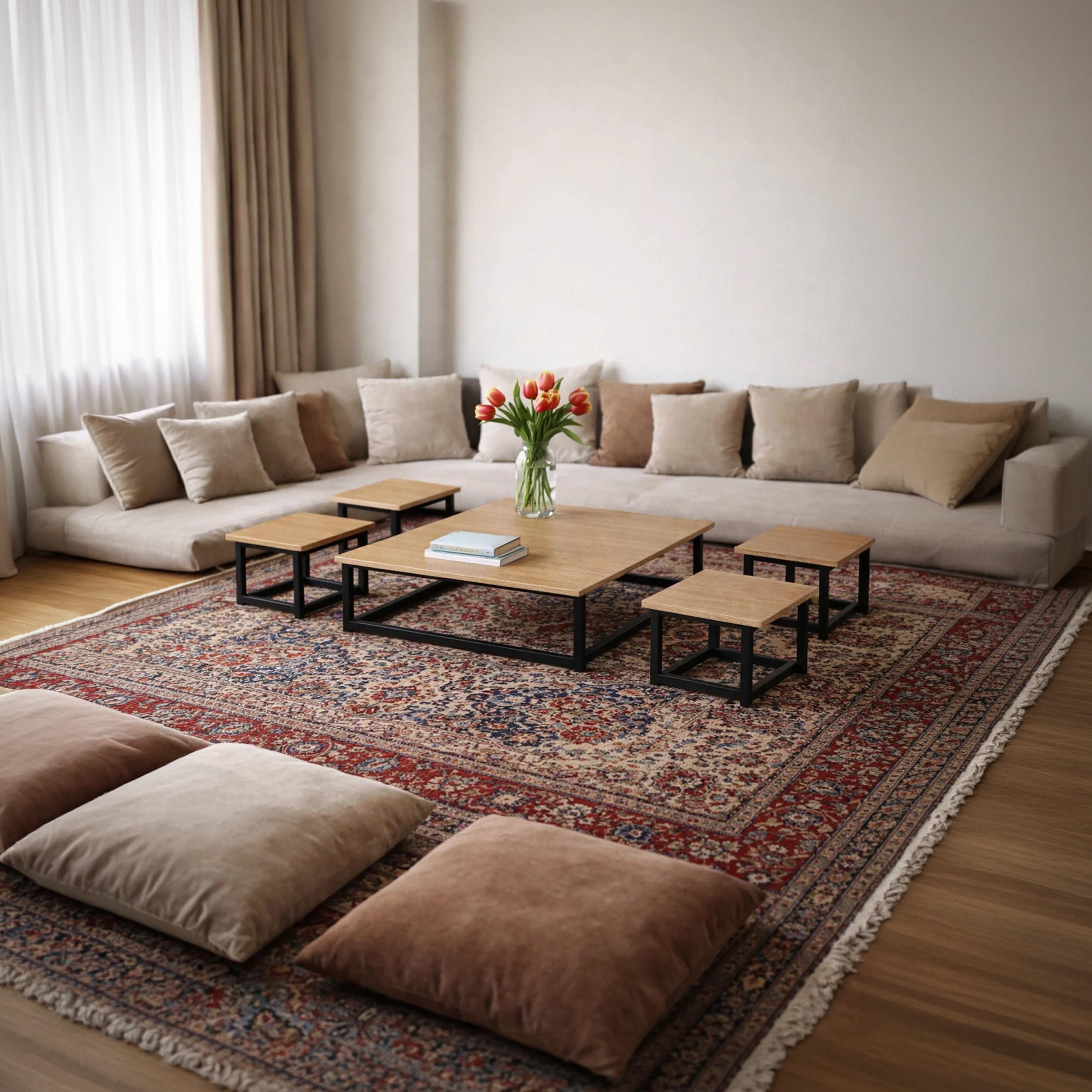 طقم طاولات وسط وجانبية خشبية من ماريا هومز - 5 قطع-furniture-livingroom-coffeetables-image-2