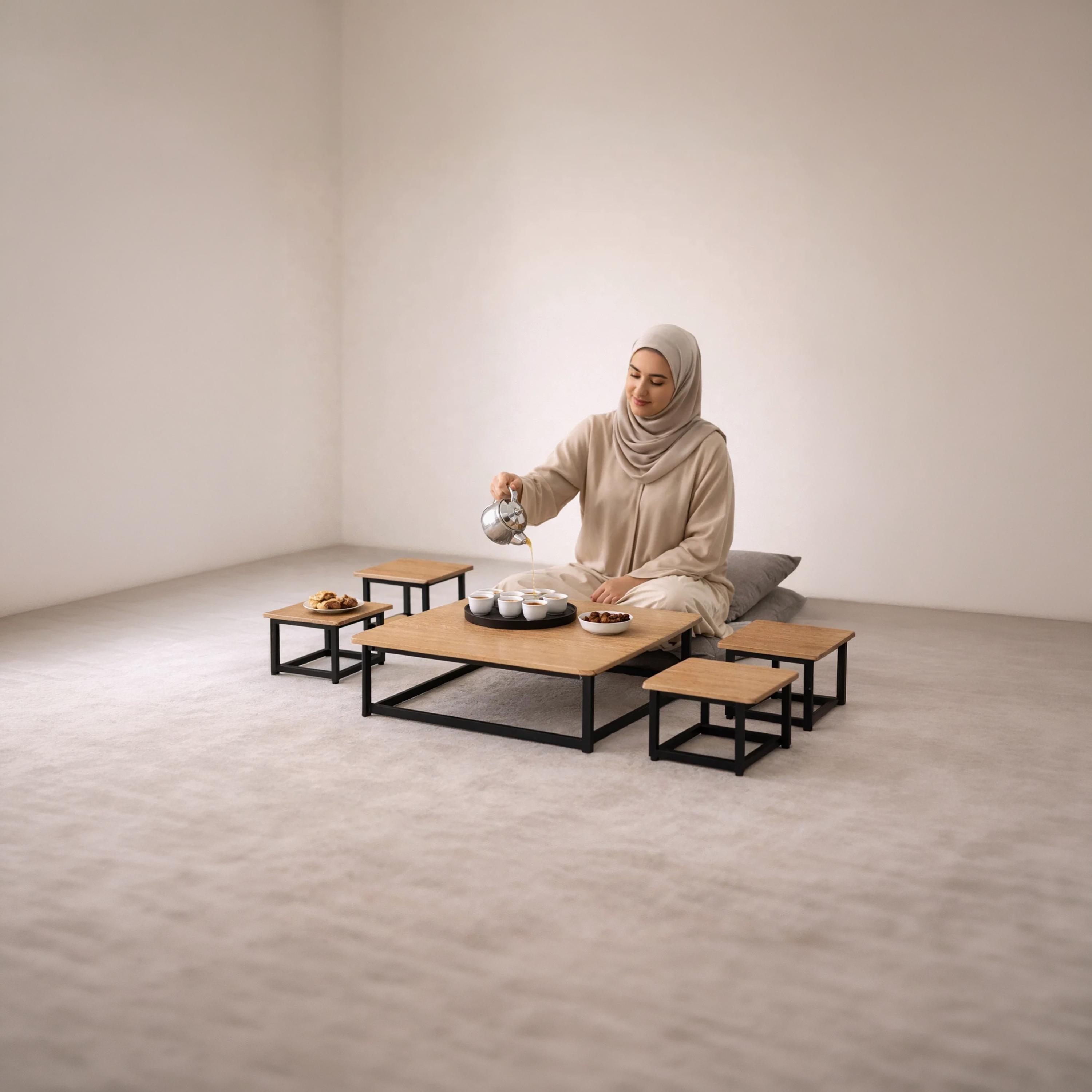 طقم طاولات وسط وجانبية خشبية من ماريا هومز - 5 قطع-furniture-livingroom-coffeetables-image-3
