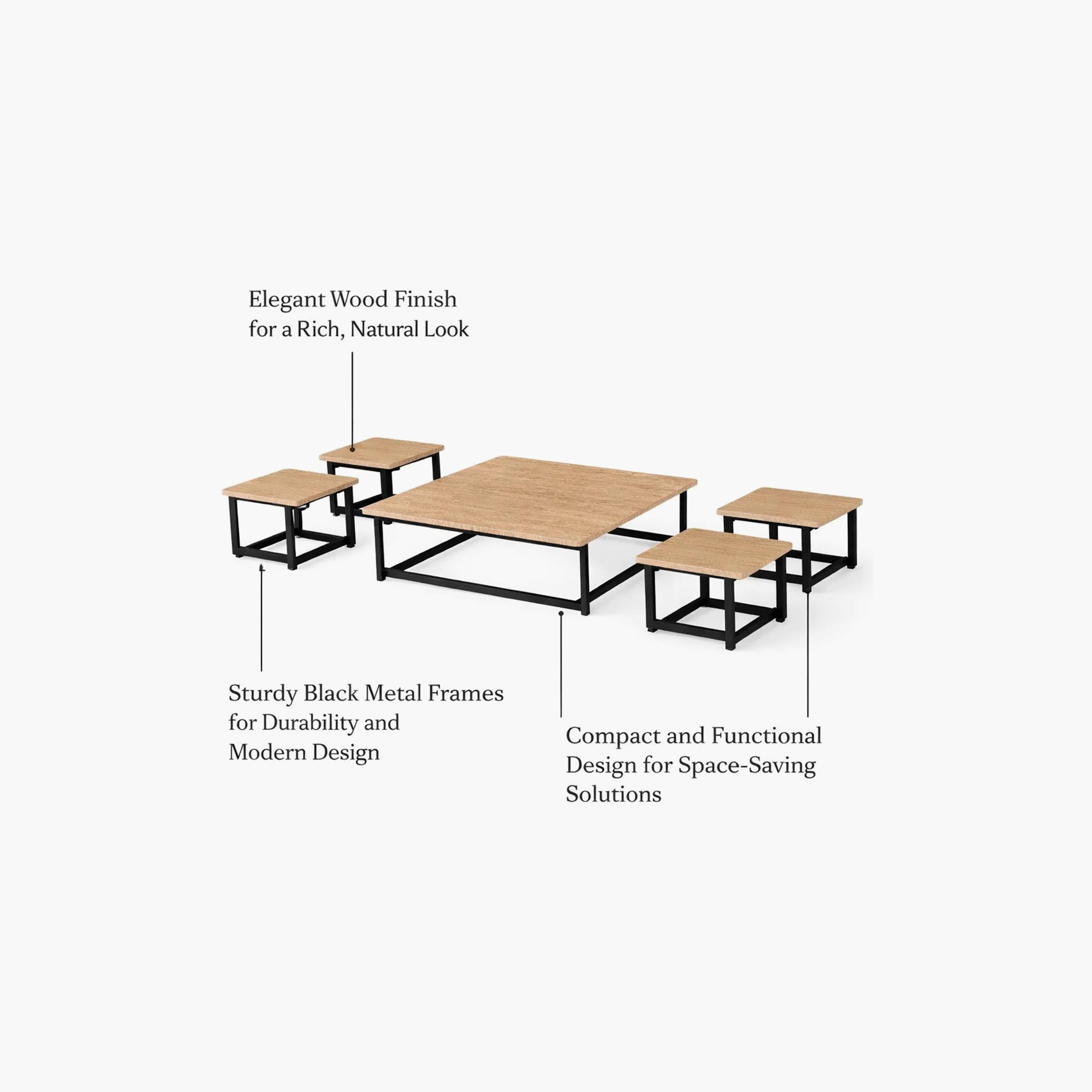طقم طاولات وسط وجانبية خشبية من ماريا هومز - 5 قطع-furniture-livingroom-coffeetables-image-5