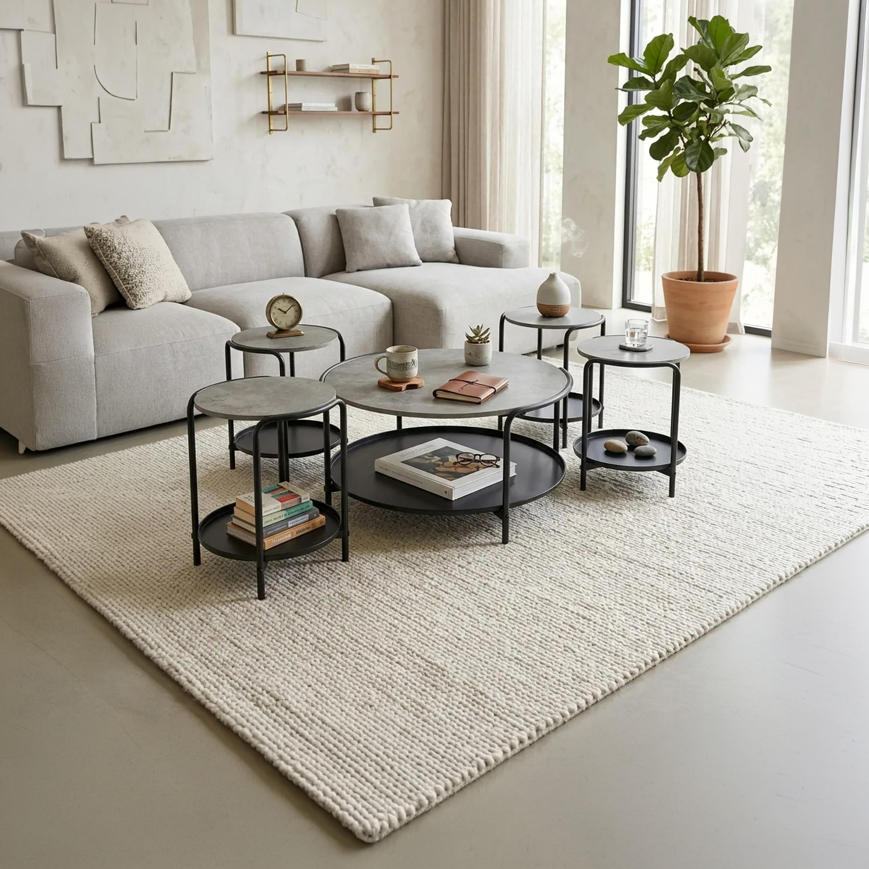طقم طاولات وسط وجانبية خشبية من ماريا هومز - 5 قطع-furniture-livingroom-coffeetables-image-1