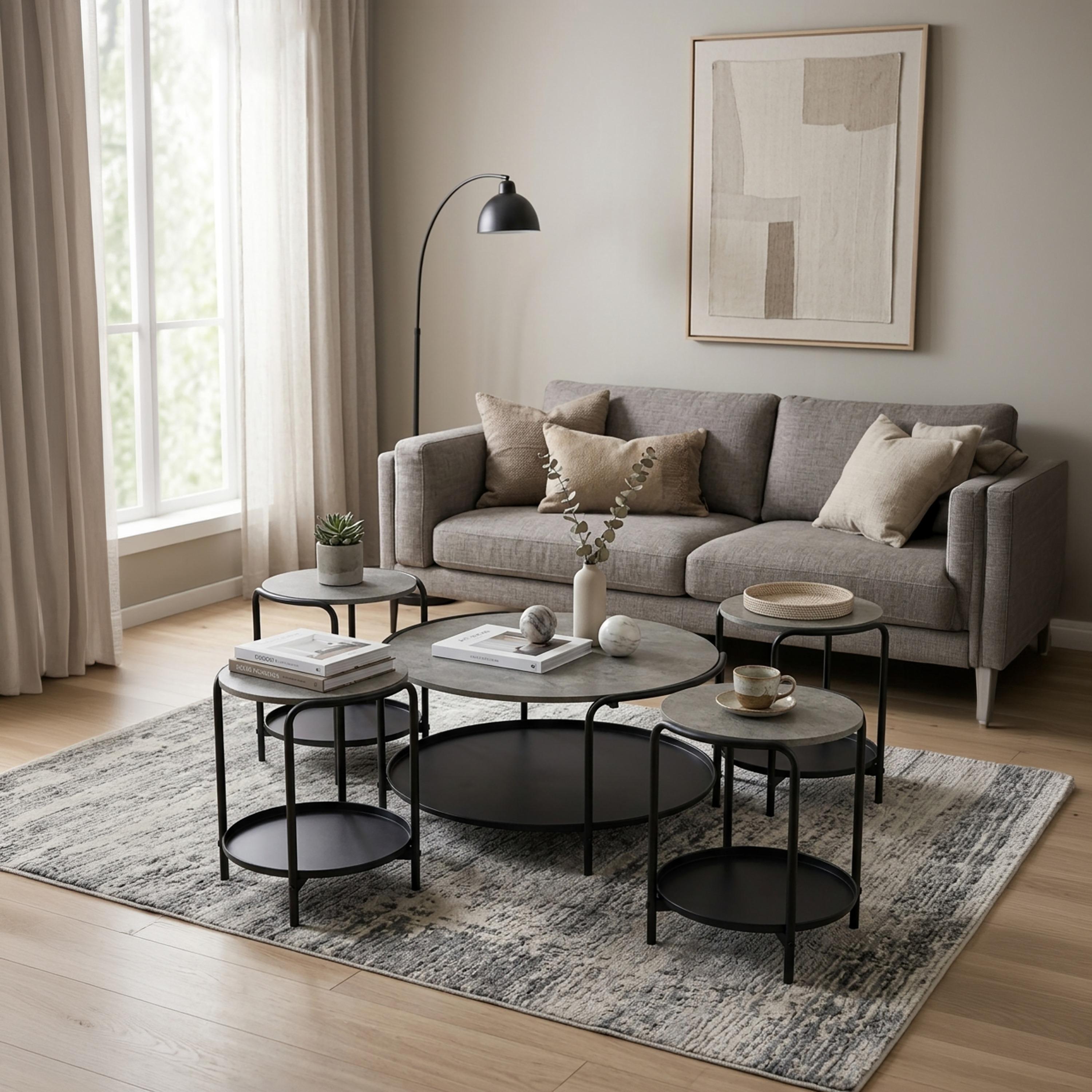 طقم طاولات وسط وجانبية خشبية من ماريا هومز - 5 قطع-furniture-livingroom-coffeetables-image-3